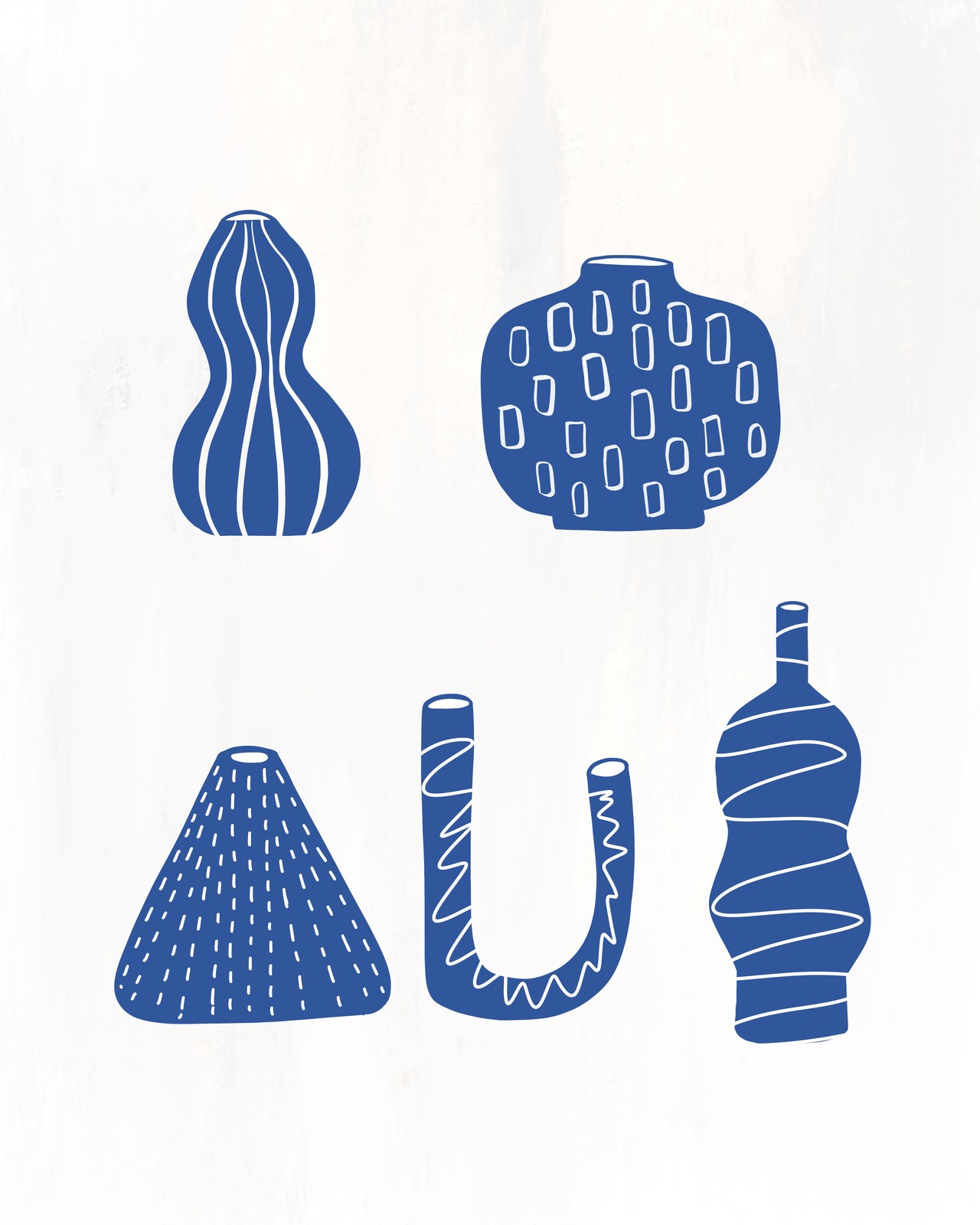 Boho Blue Vase Collection Wall Art