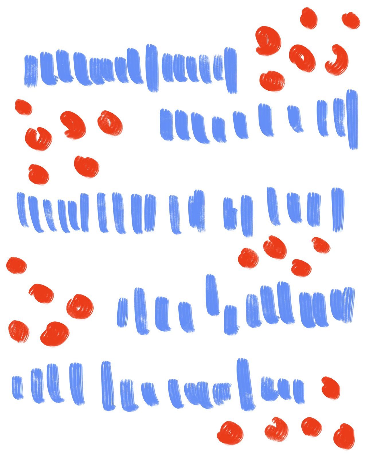 Abstract Blue & Red Strokes Wall Art