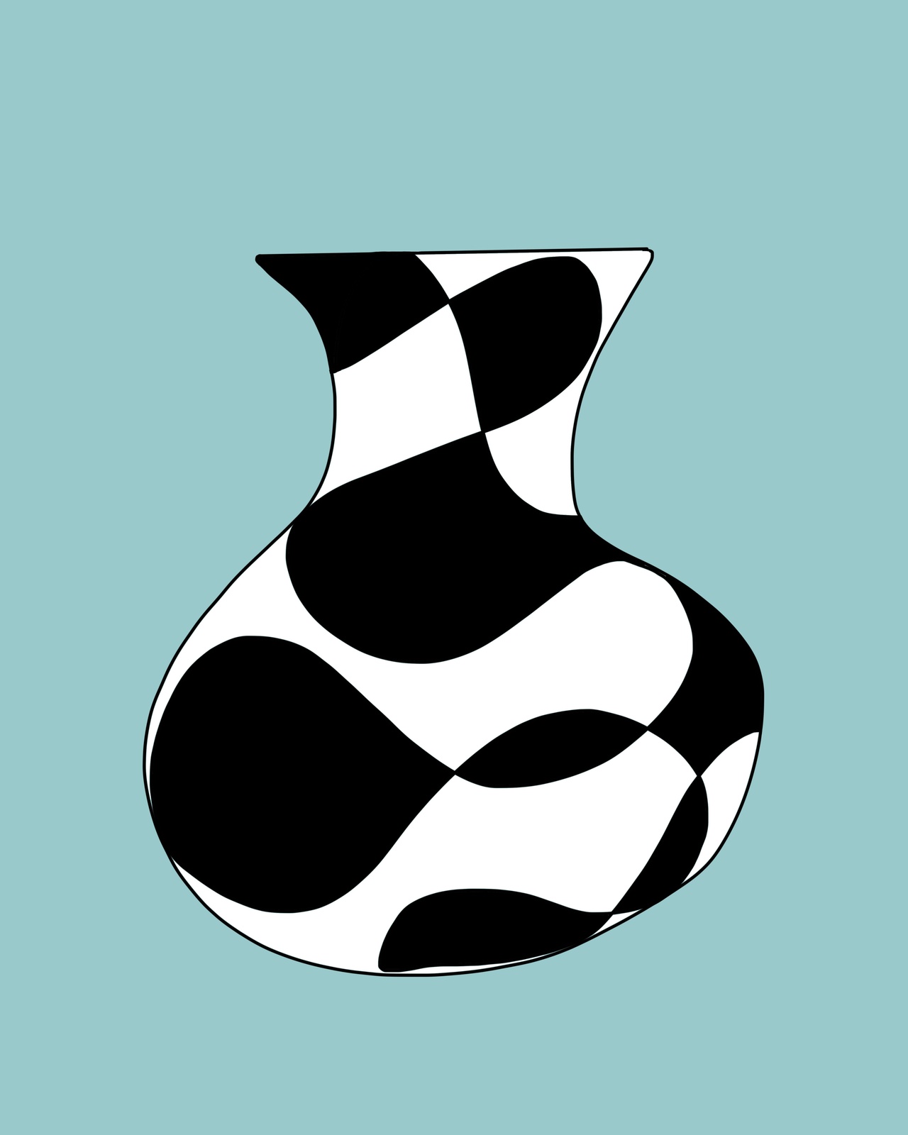 Abstract Vase Geometric Black & White Wall Art