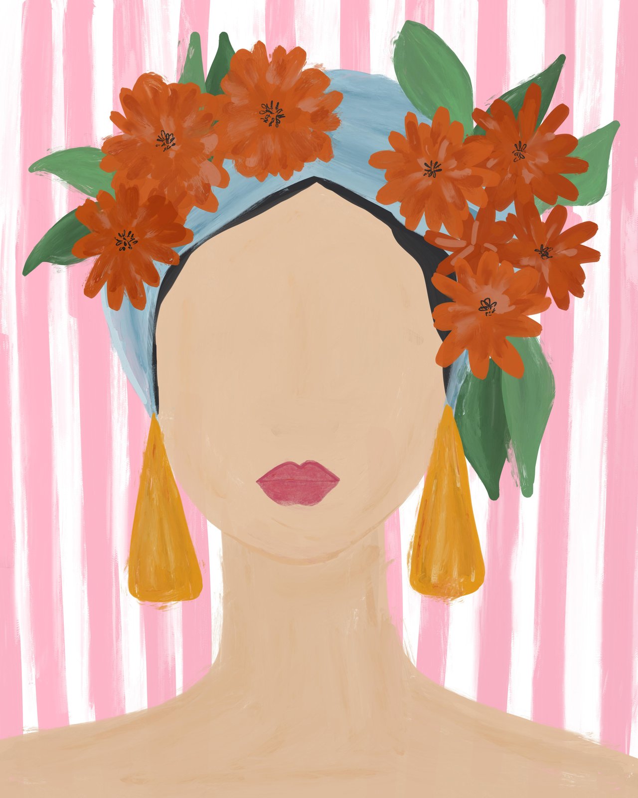 Vibrant Floral Headband Portrait Wall Art