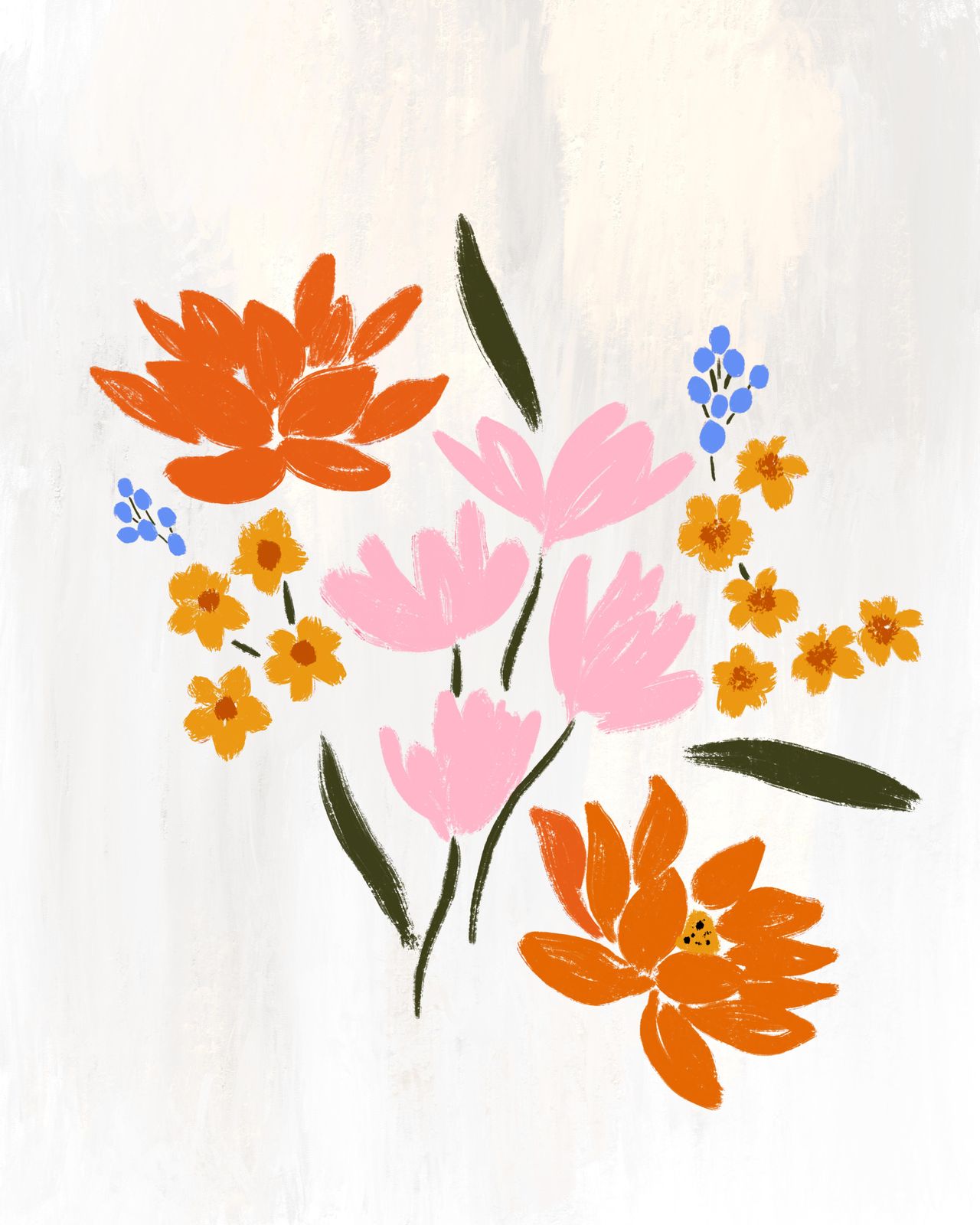 Vibrant Floral Burst Abstract Wall Art