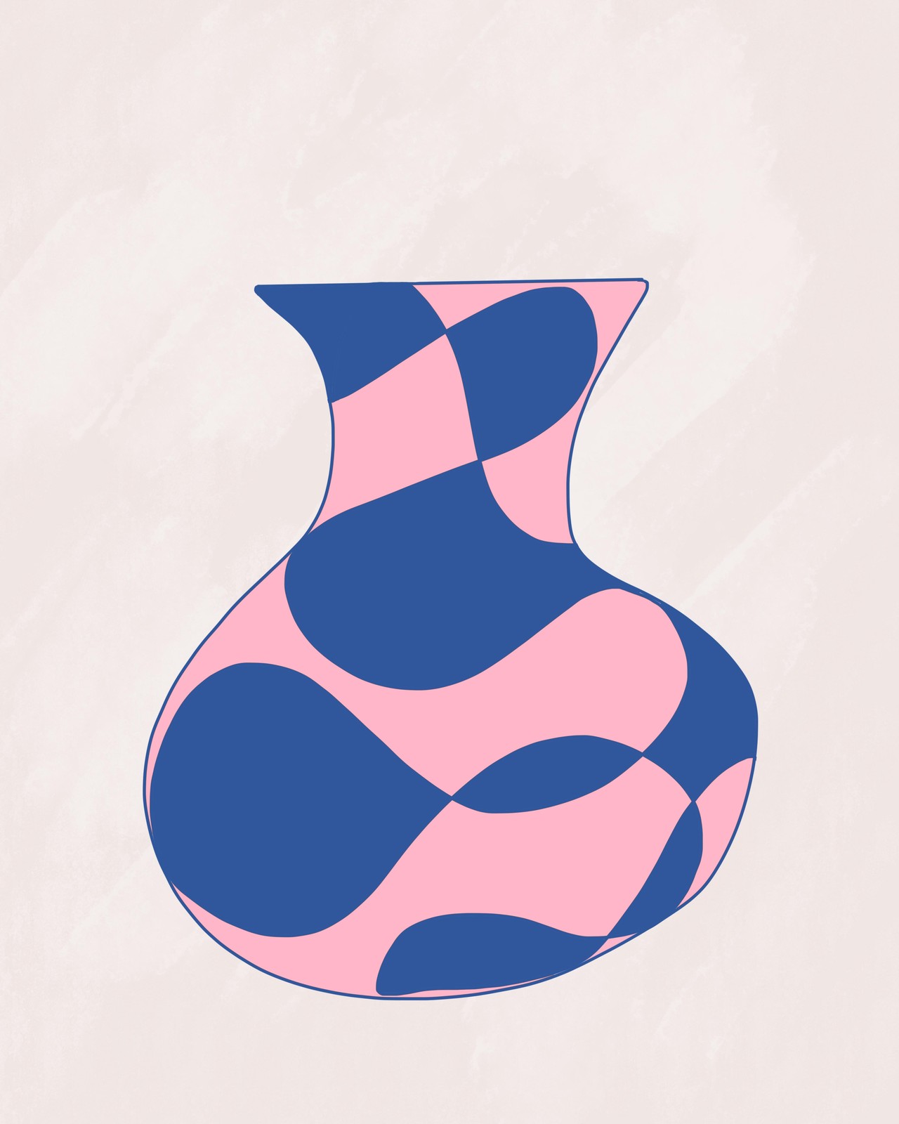Abstract Boho Vase Pink Blue Wall Art