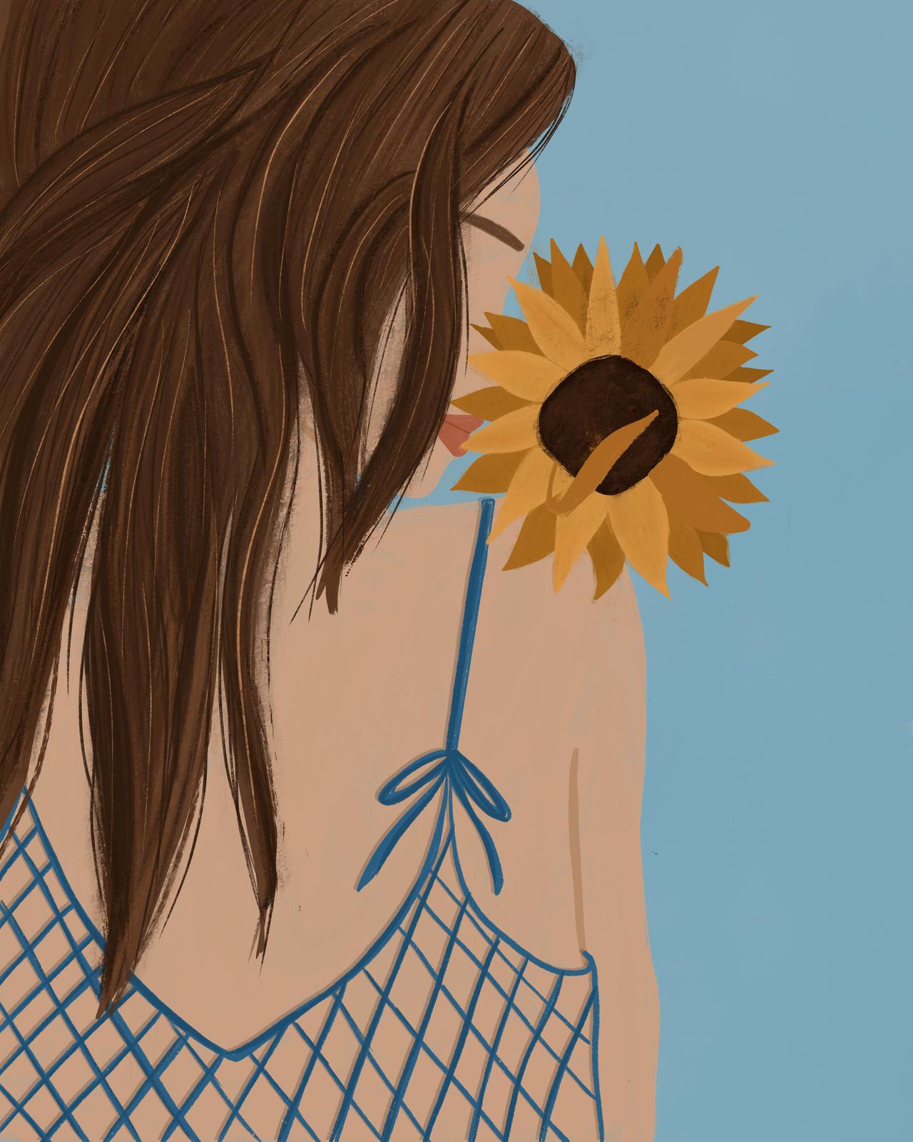 Serene Sunflower Embrace Wall Art