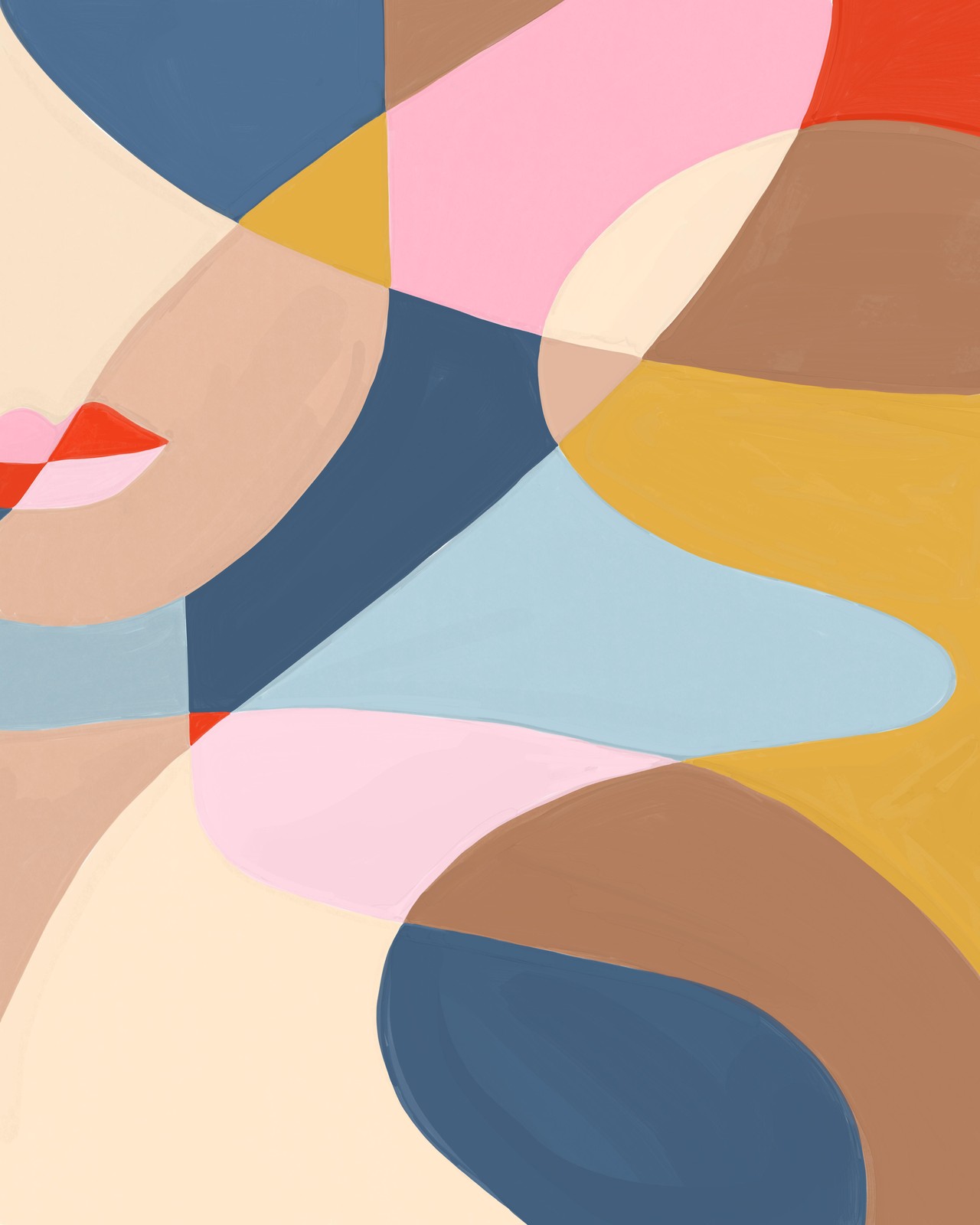 Abstract Geometric Face Wall Art