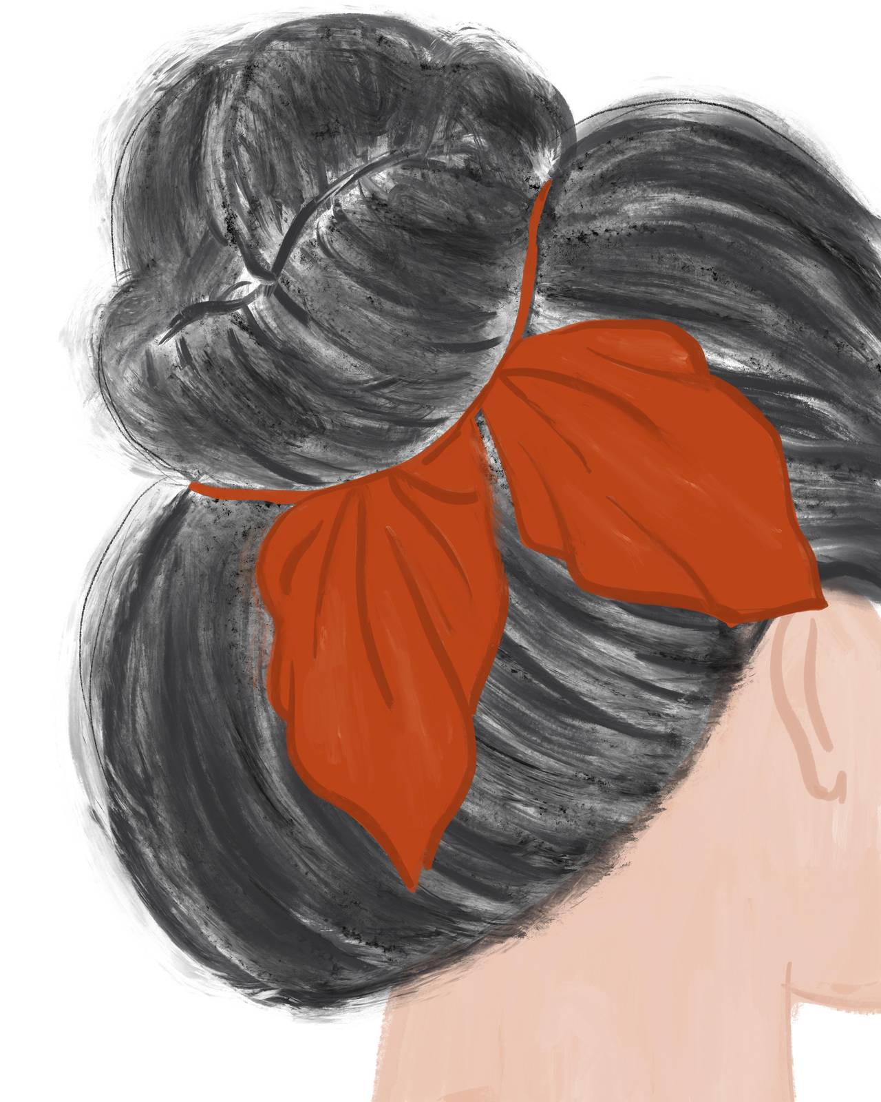 Chic Bun Red Bow Portrait Wall Art