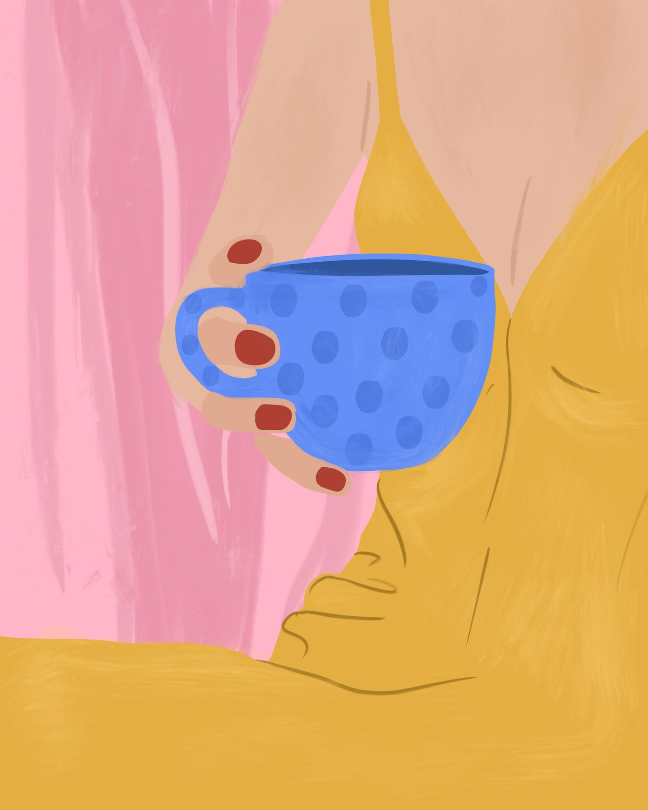Cozy Morning Vibes Polka Dot Mug Wall Art
