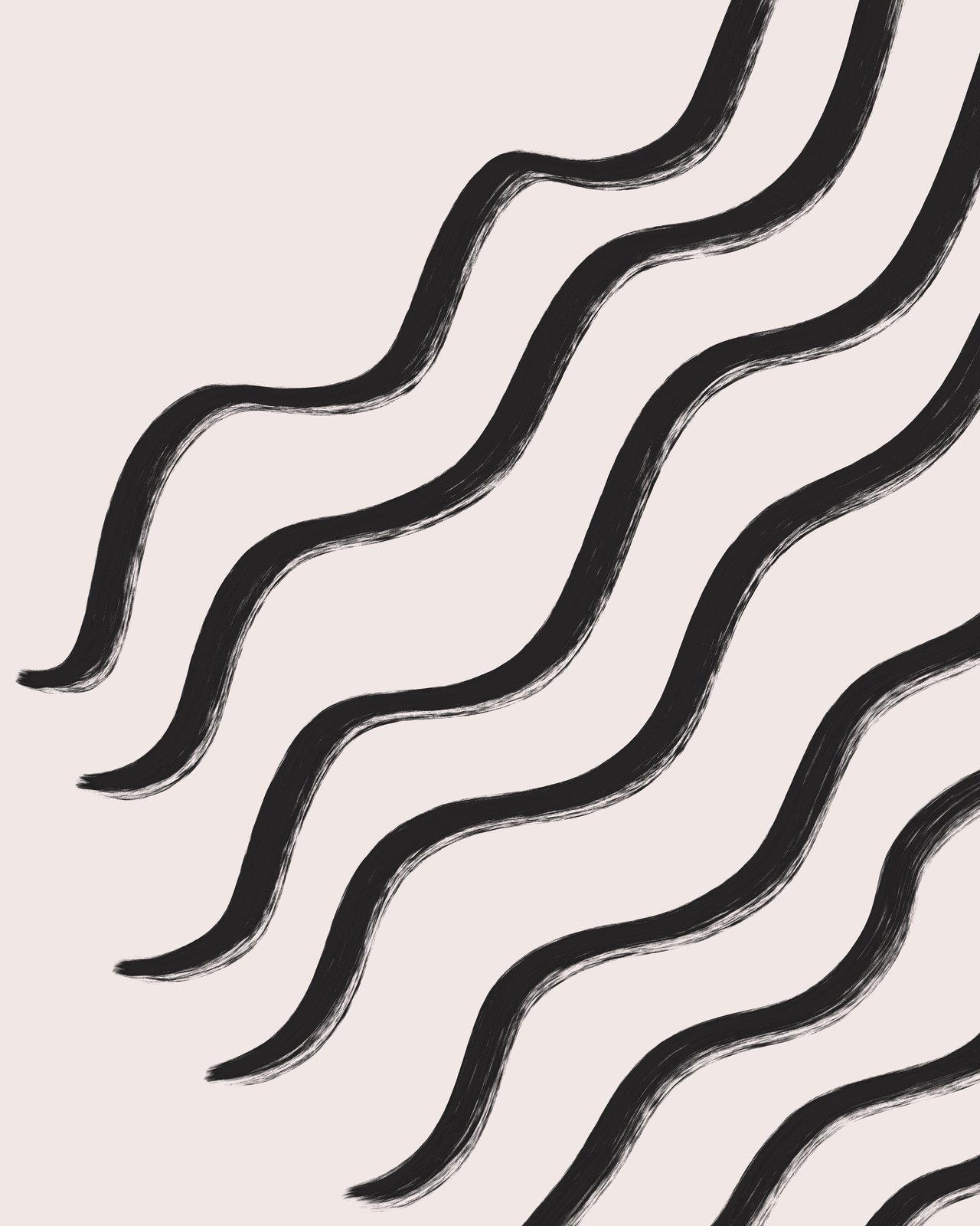 Abstract Black Waves Minimalist Wall Art