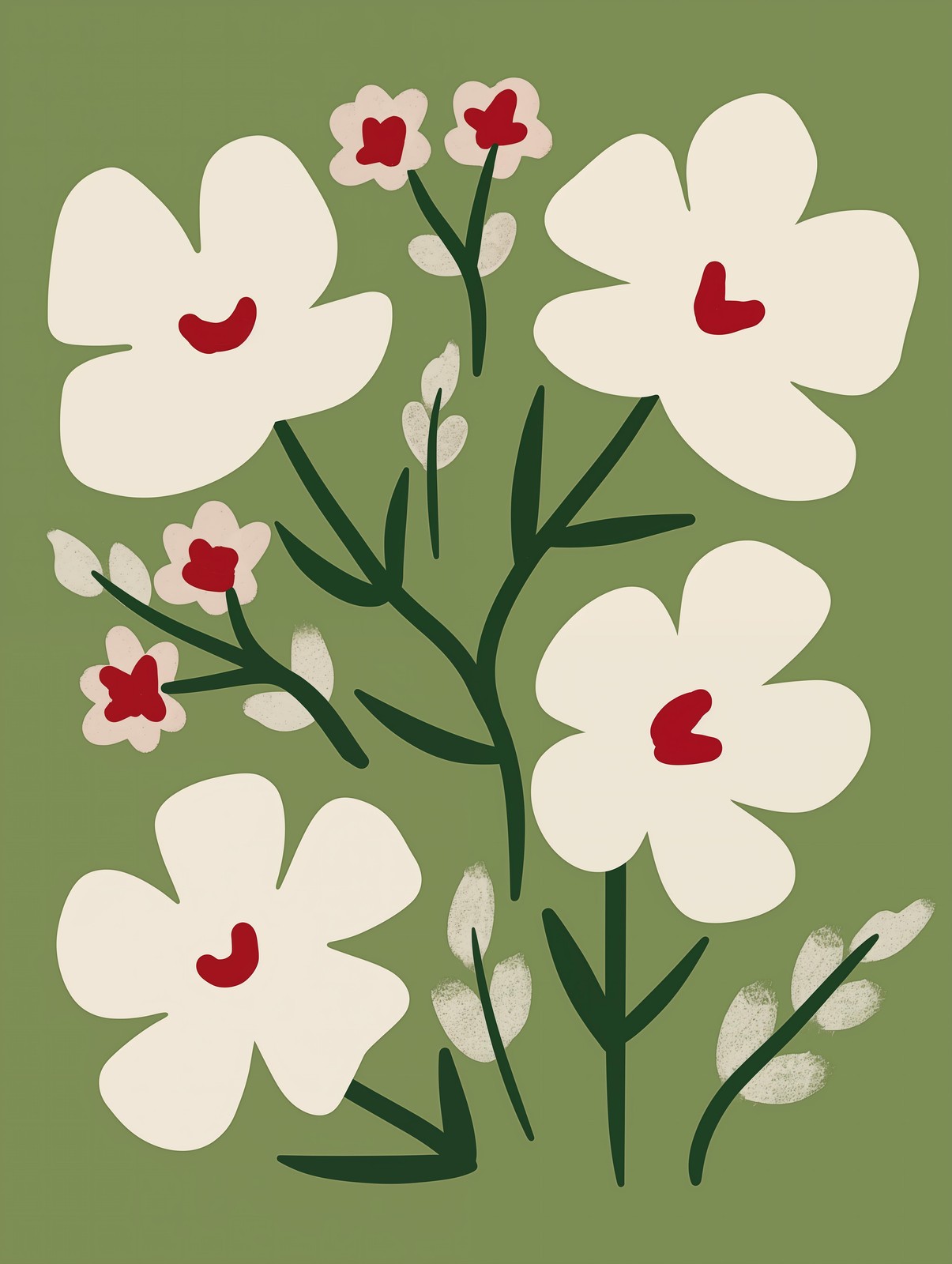Boho Floral Mid Century Modern Wall Art