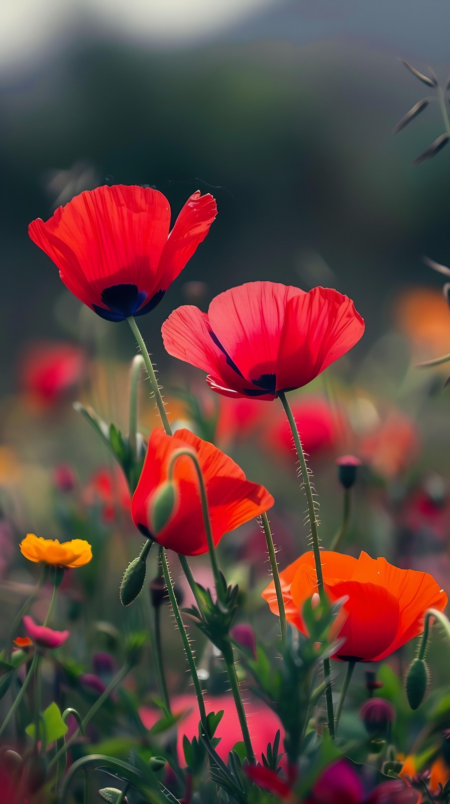 Vibrant Red Poppies Field Wall Art