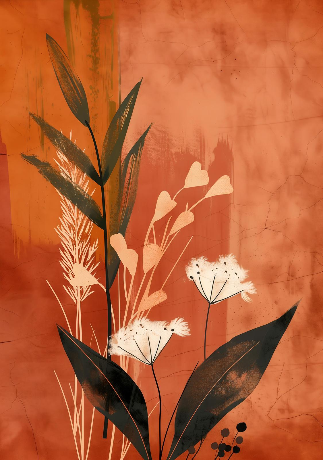 Bohemian Floral Boho Abstract Wall Art