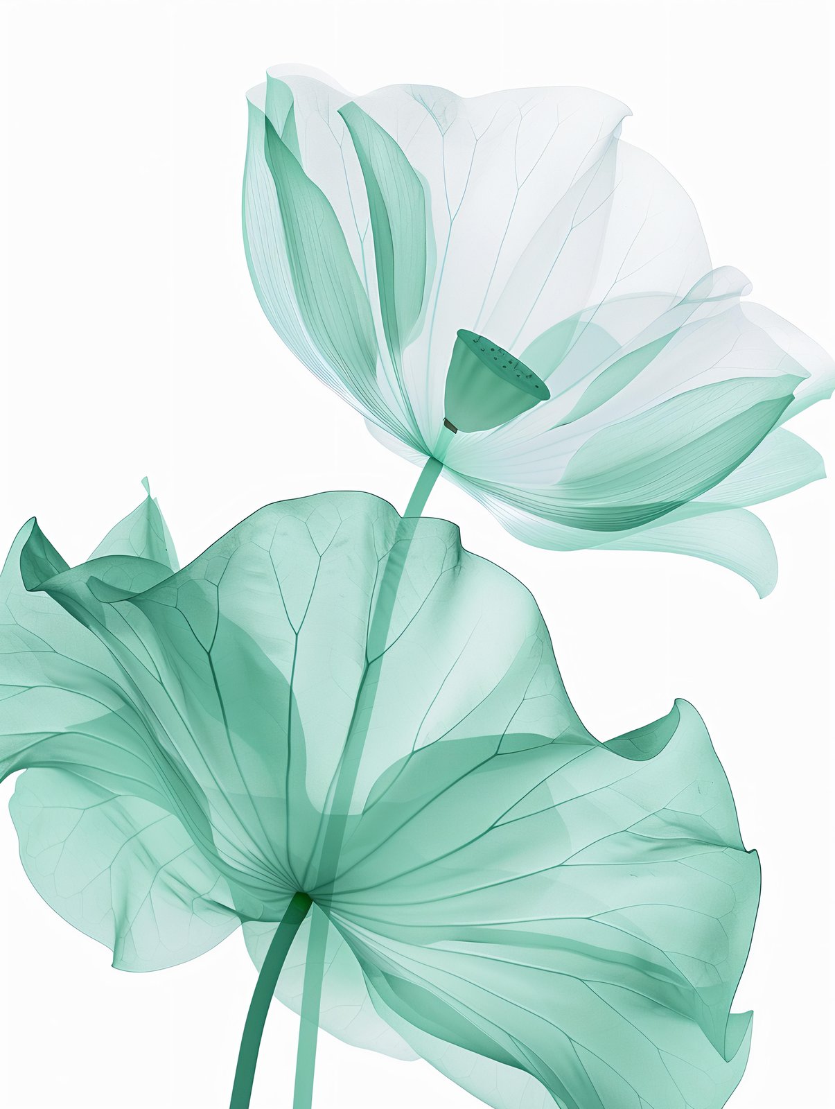 Serene Aqua Lotus Bloom Wall Art