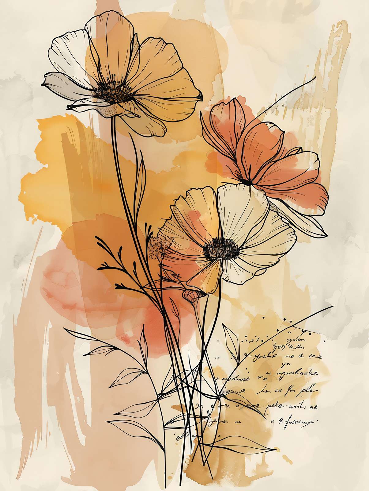 Abstract Floral Botanical Line Art Wall Art