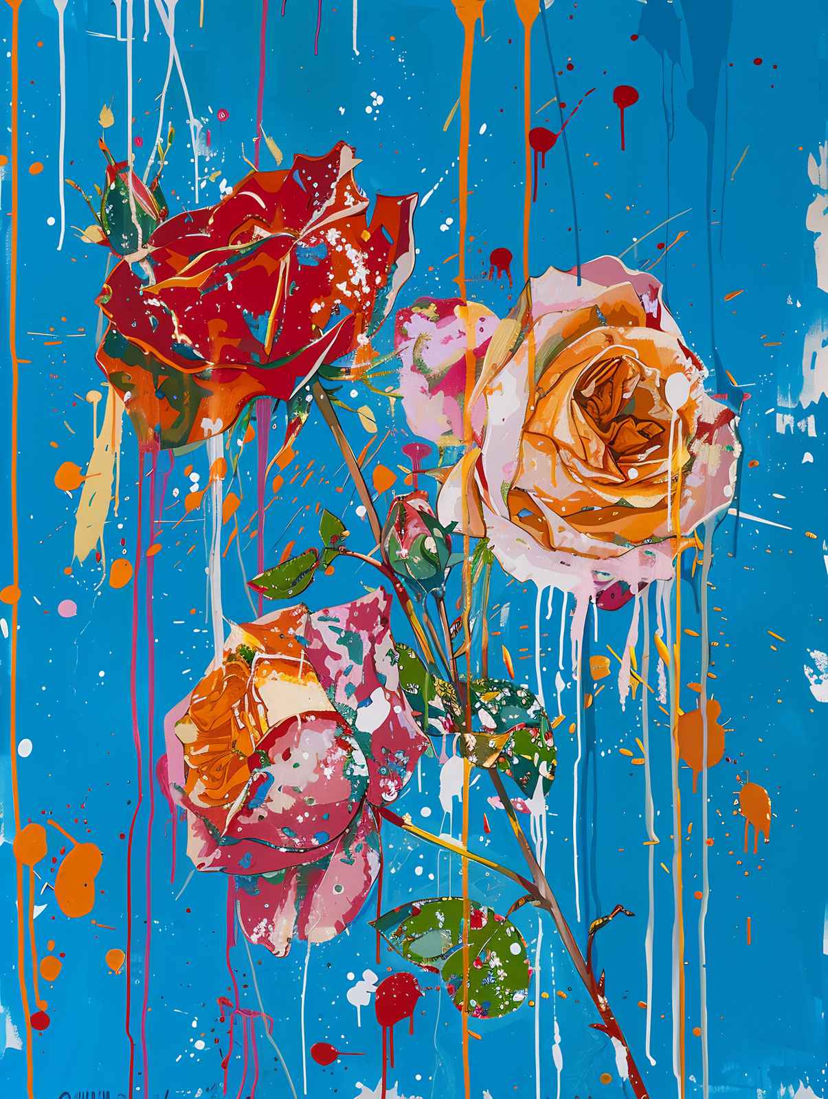 Vibrant Rose Splash Wall Art