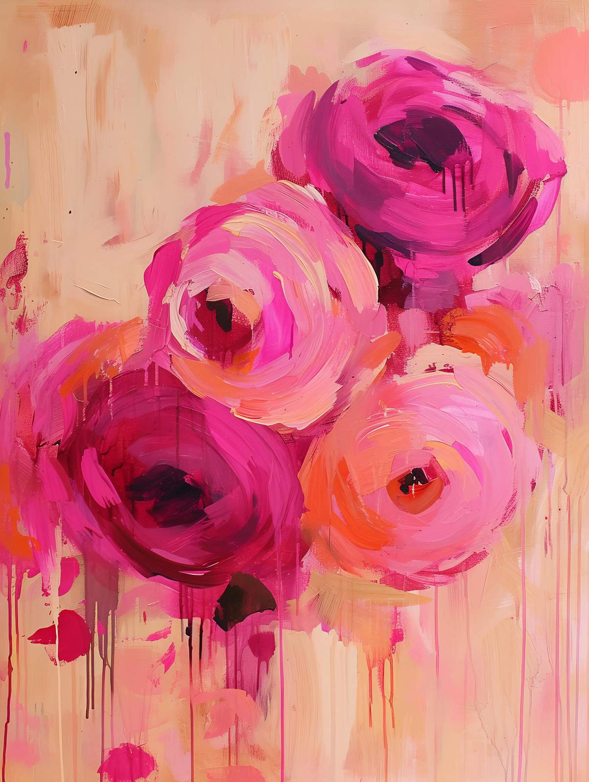 Vibrant Pink Floral Burst Wall Art