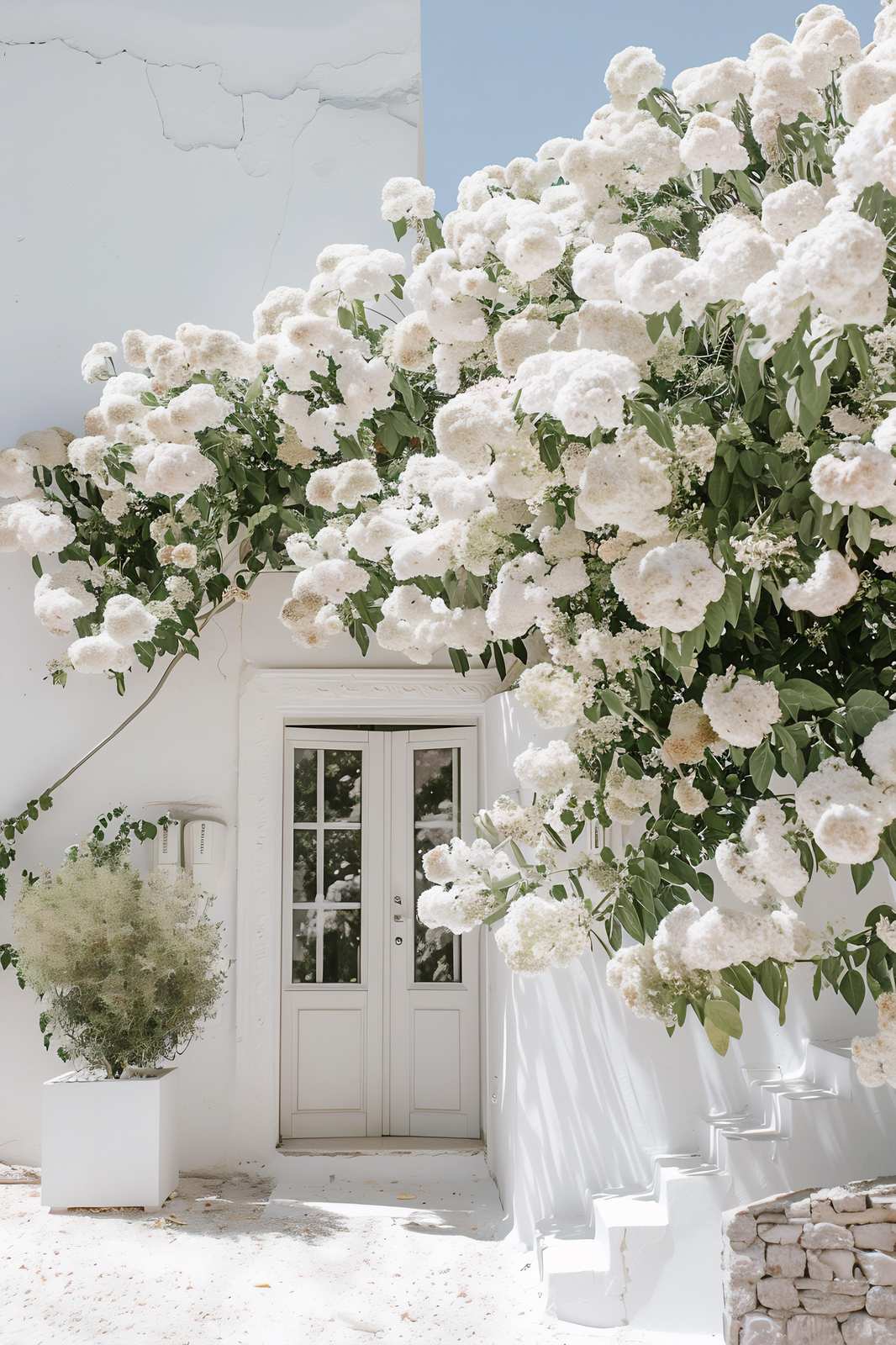 White Hydrangeas Over Doorway Wall Art