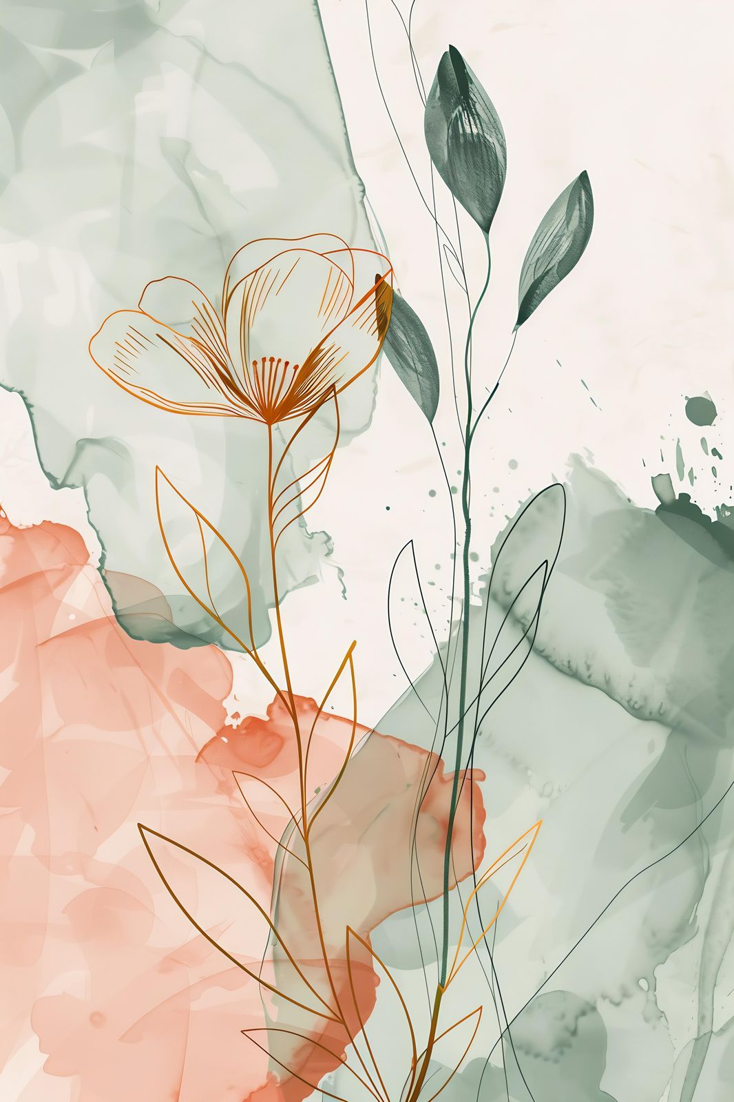 Abstract Floral Botanical Line Art Wall Art