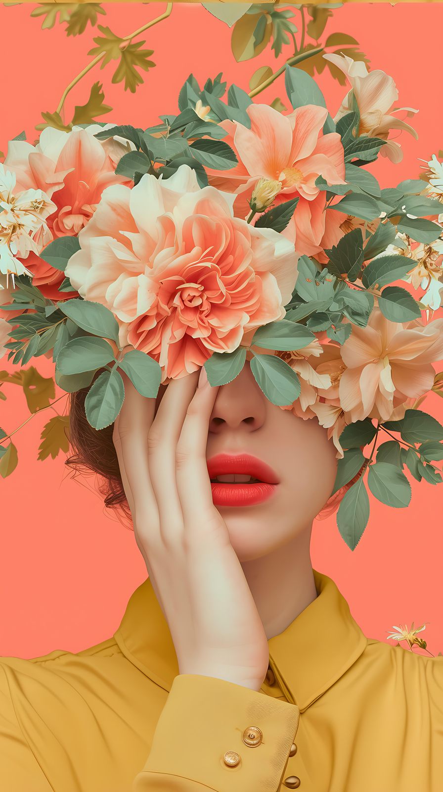 Floral Elegance Woman Wall Art