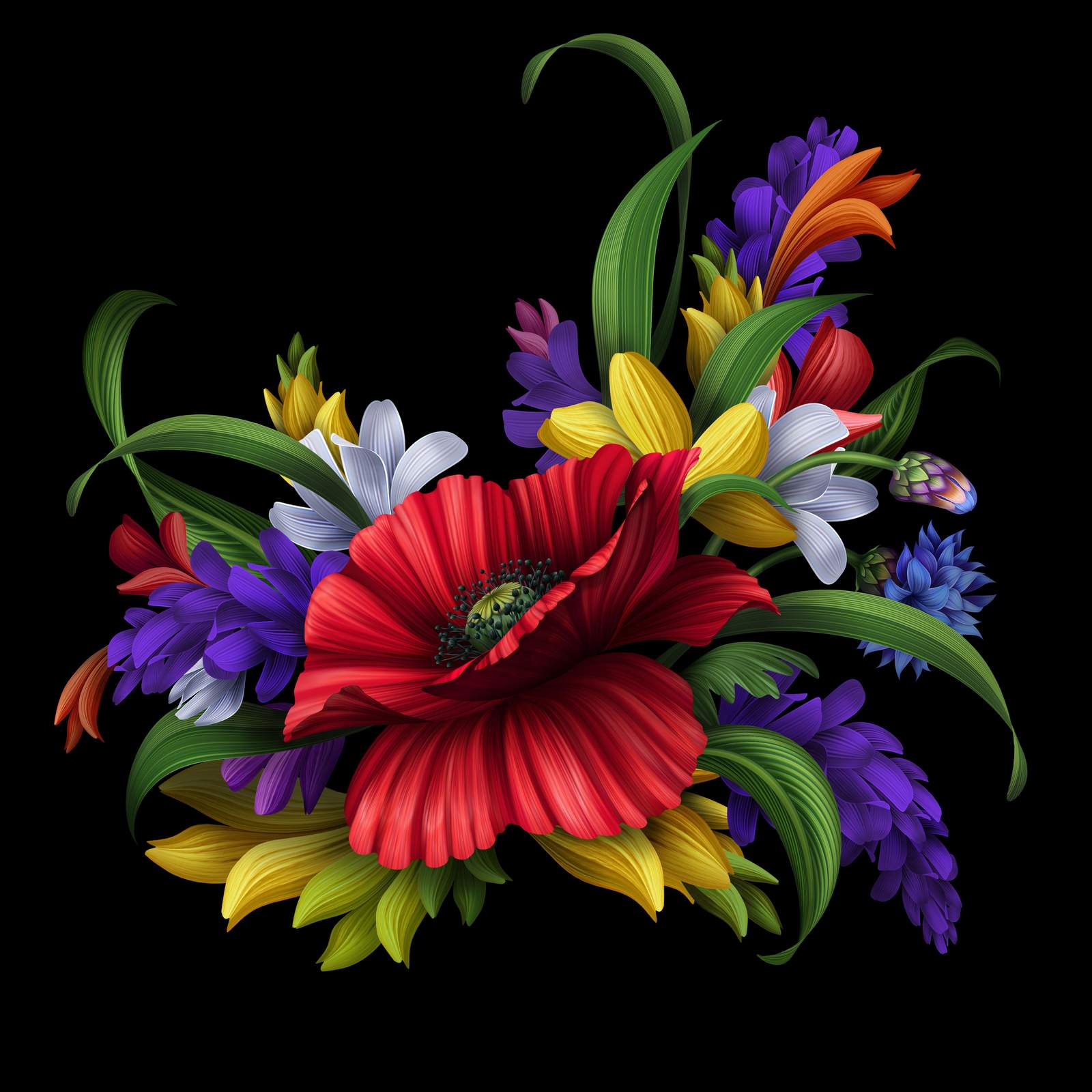 Vibrant Floral Burst Wall Art