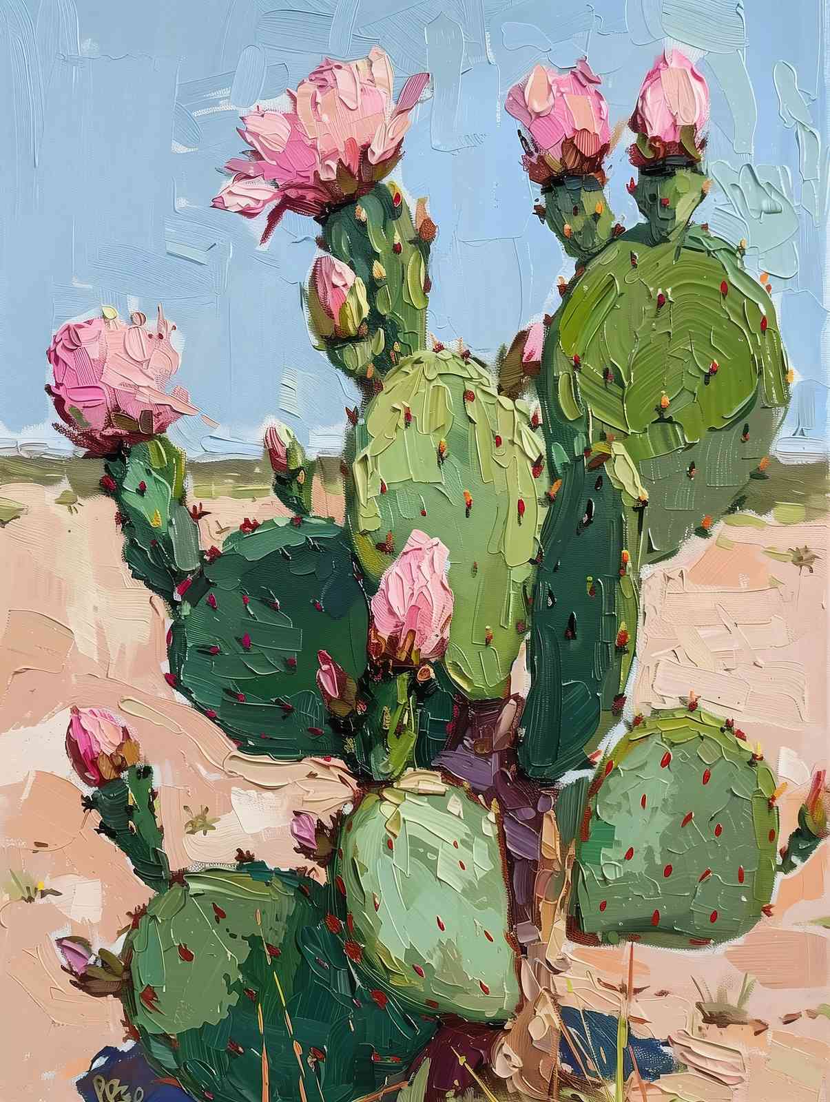 Vibrant Desert Bloom Prickly Pear Wall Art
