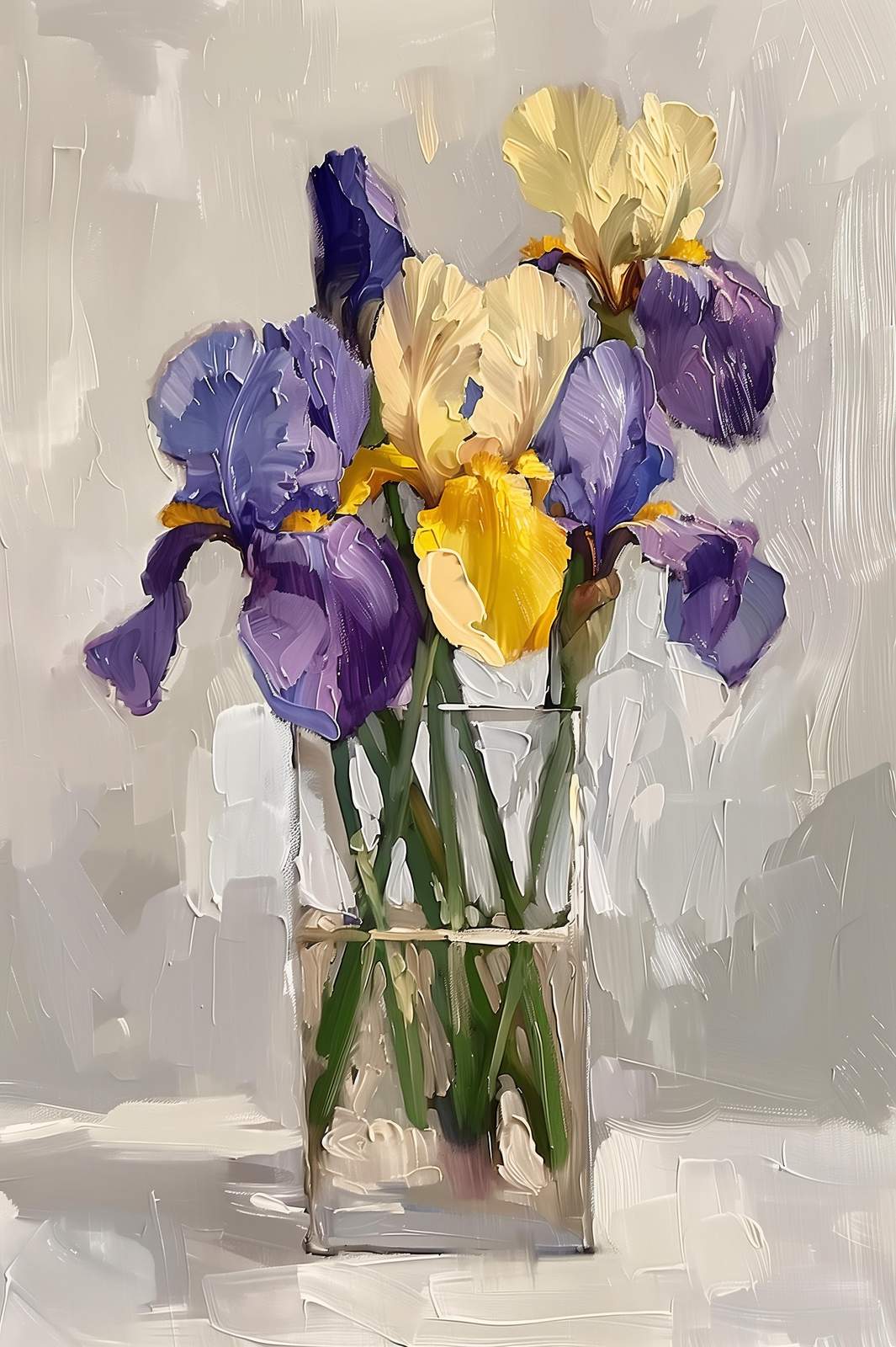 Vibrant Iris Bouquet Oil Painting Wall Art