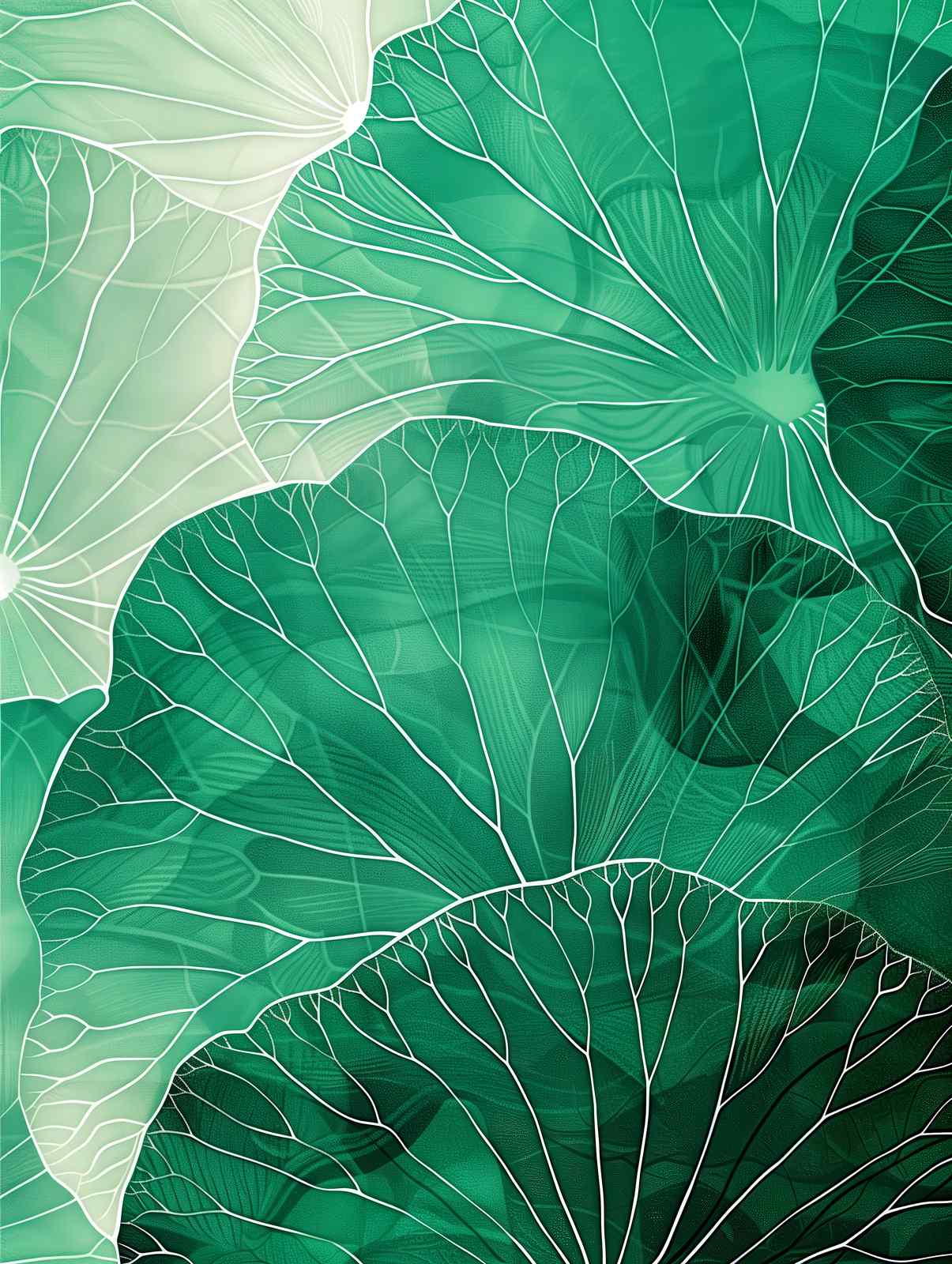 Emerald Lotus Leaf Abstract Wall Art