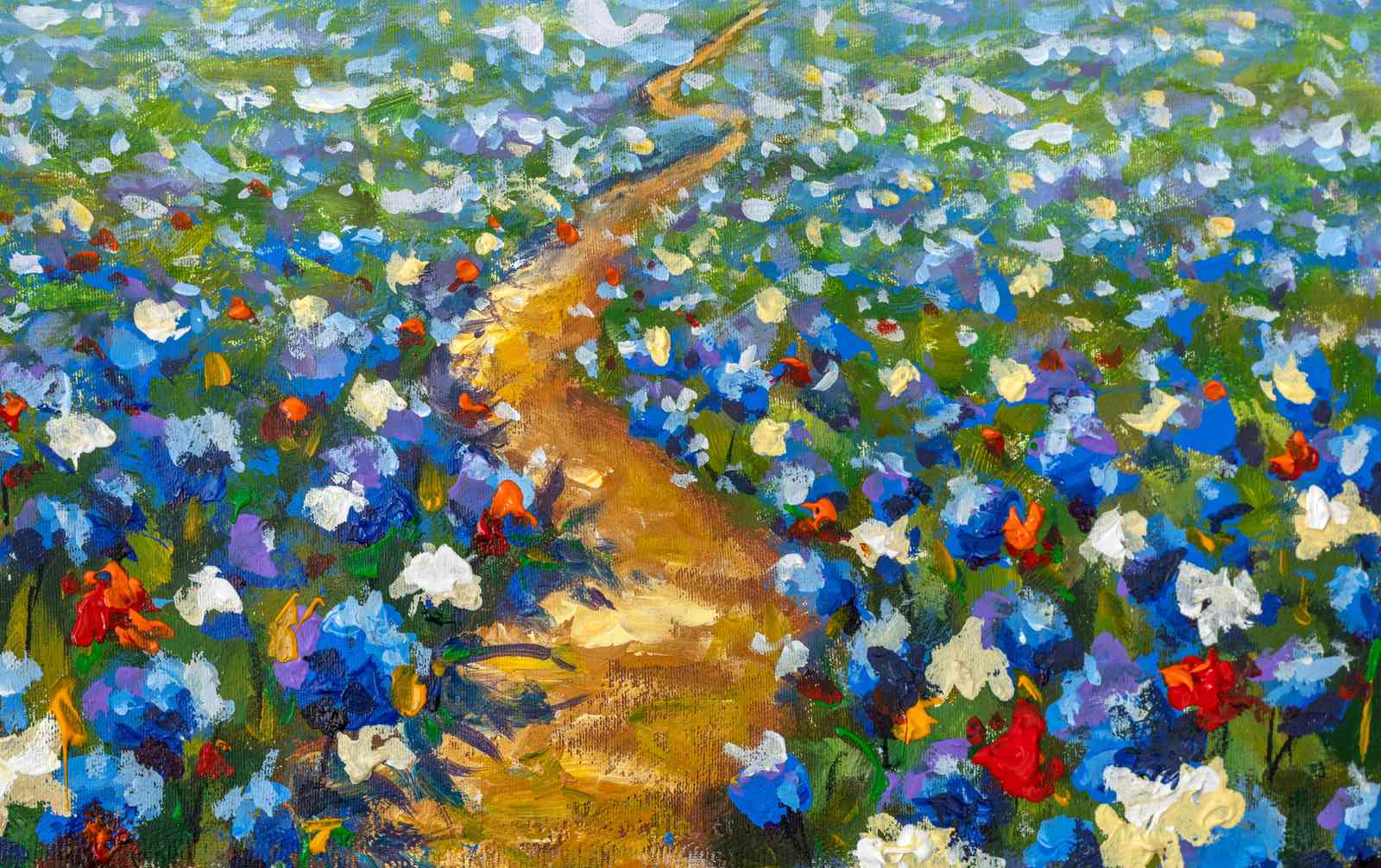 Vibrant Bluebonnet Path Landscape Wall Art