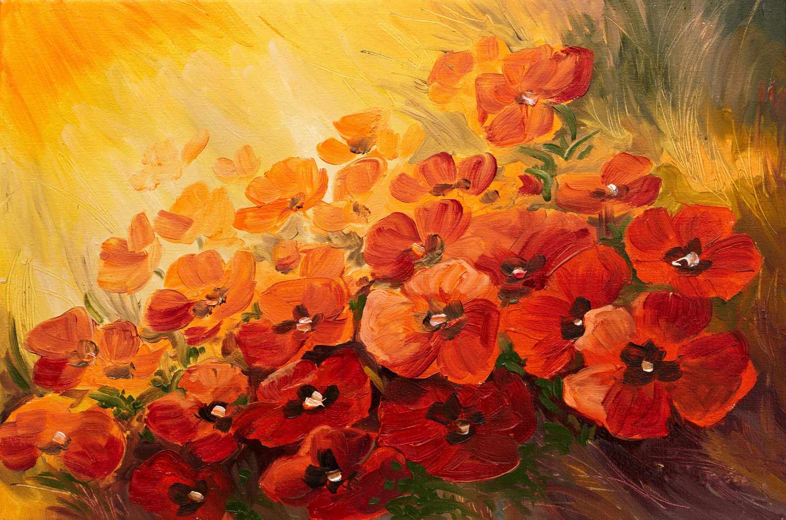 Vibrant Poppy Field Impressionist Wall Art