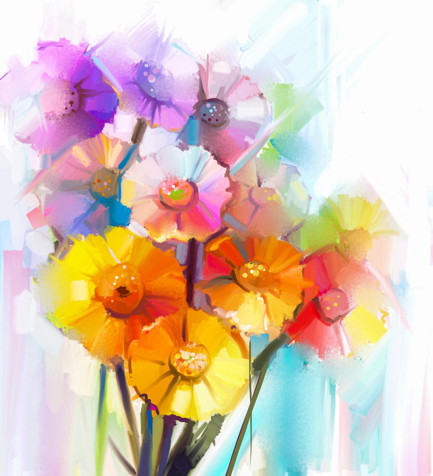 Vibrant Daisy Bouquet Impressionist Wall Art