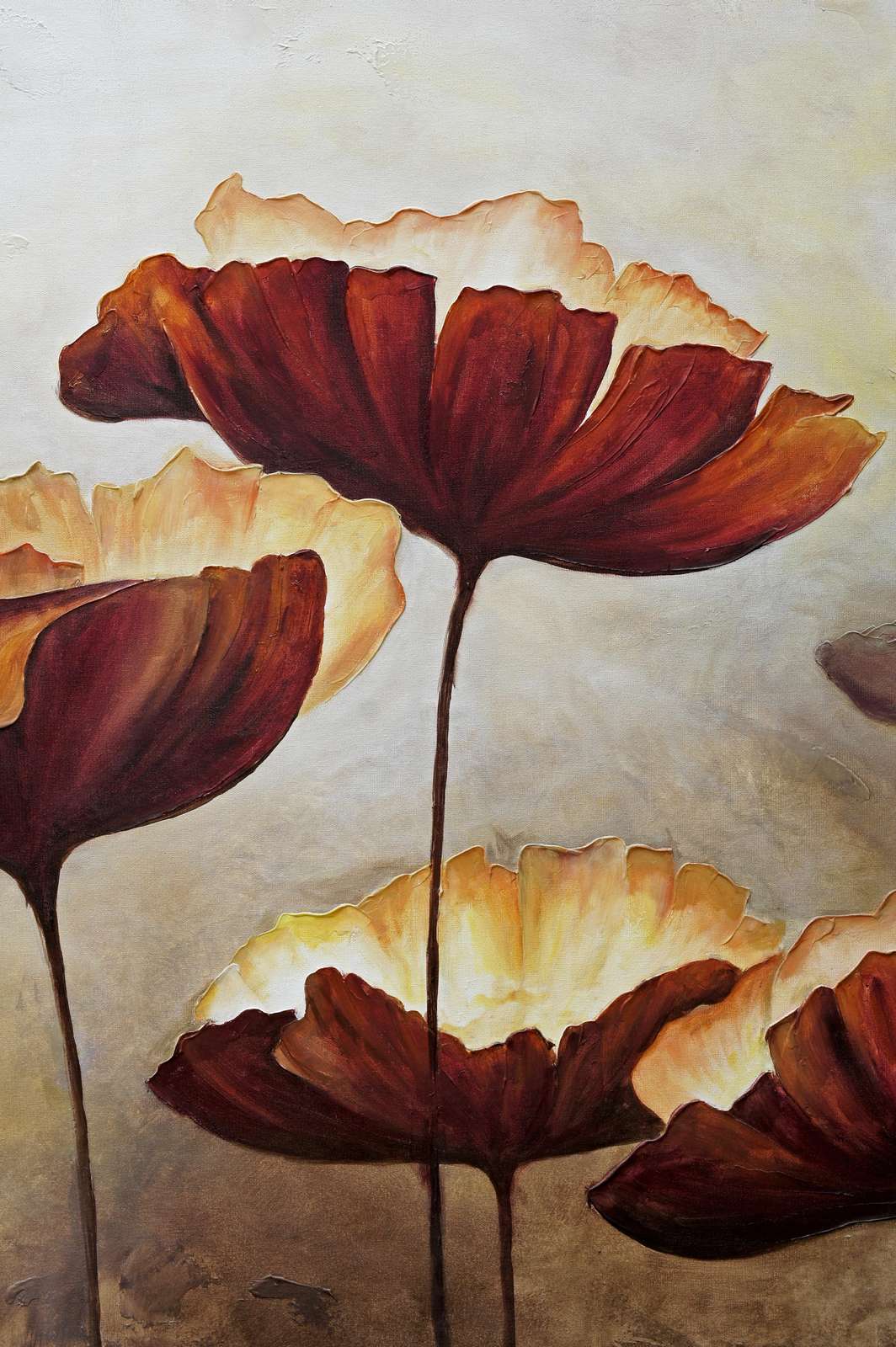 Abstract Red Poppy Textured Wall Art