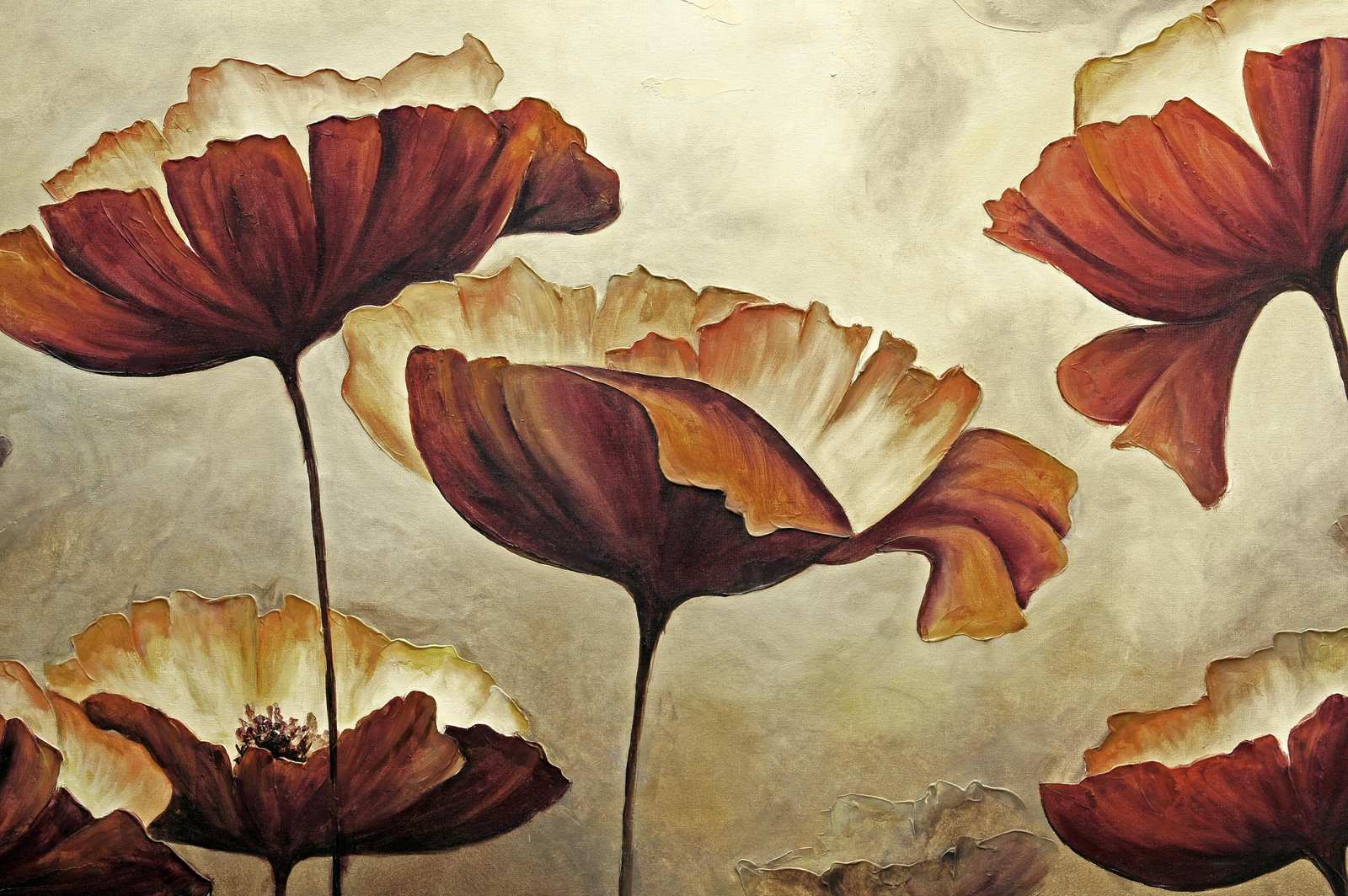 Crimson Poppy Bloom Textured Wall Art