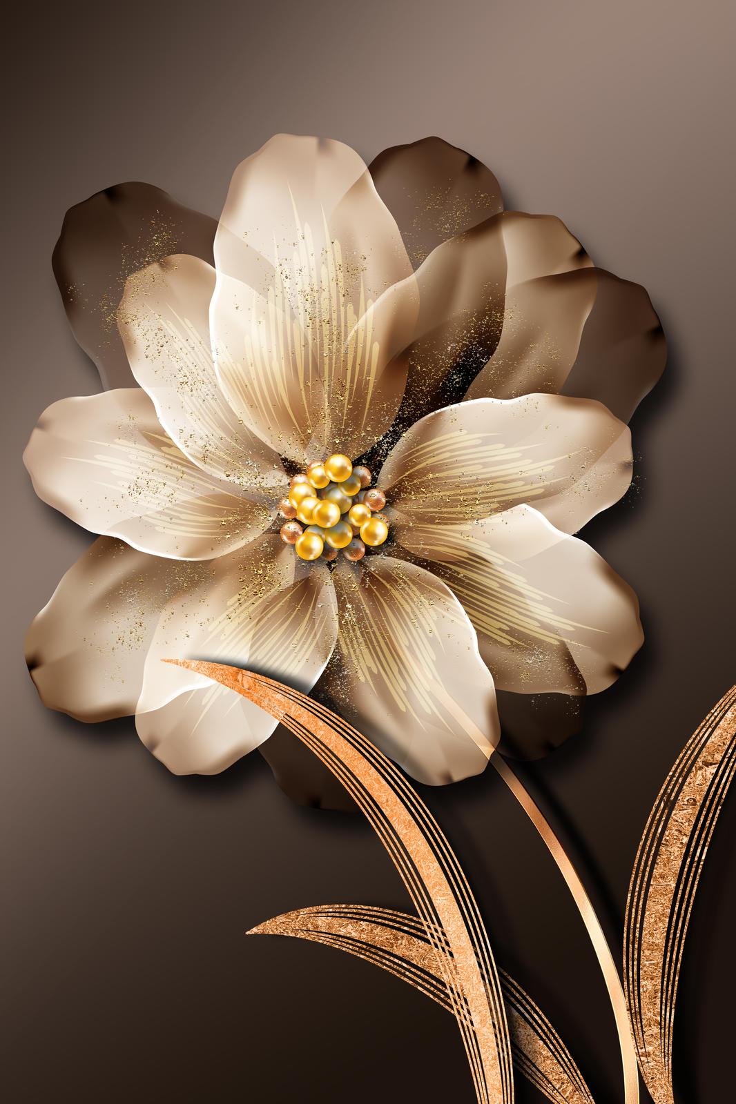 Luxury Golden Flower Wall Art Wall Art