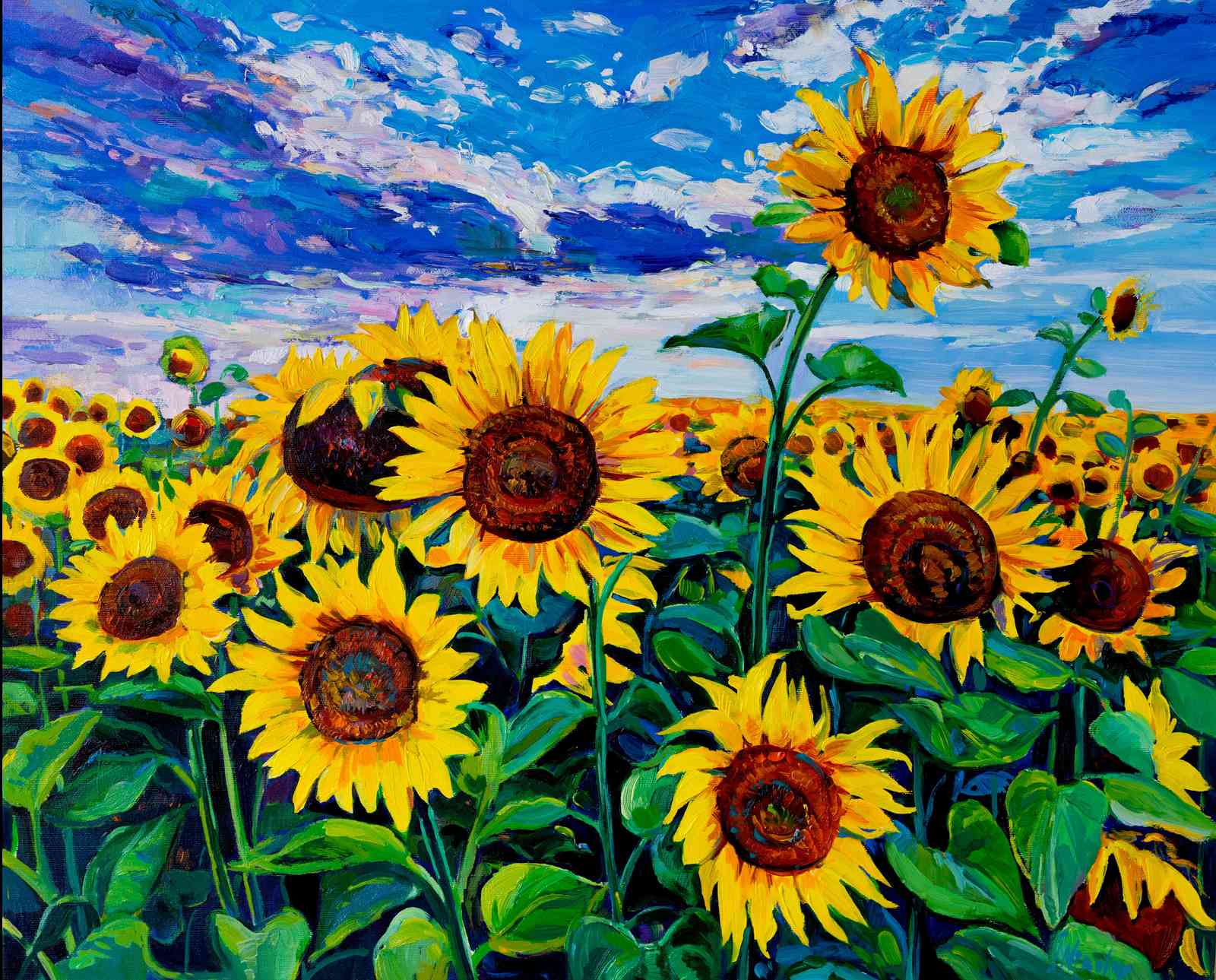 Vibrant Sunflower Field Impressionist Wall Art