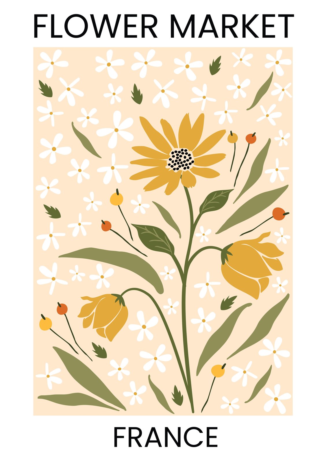 French Flower Market Yellow Floral Wall Art