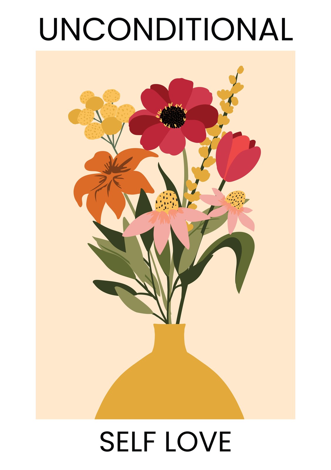 Floral Self Love Unconditional Wall Art