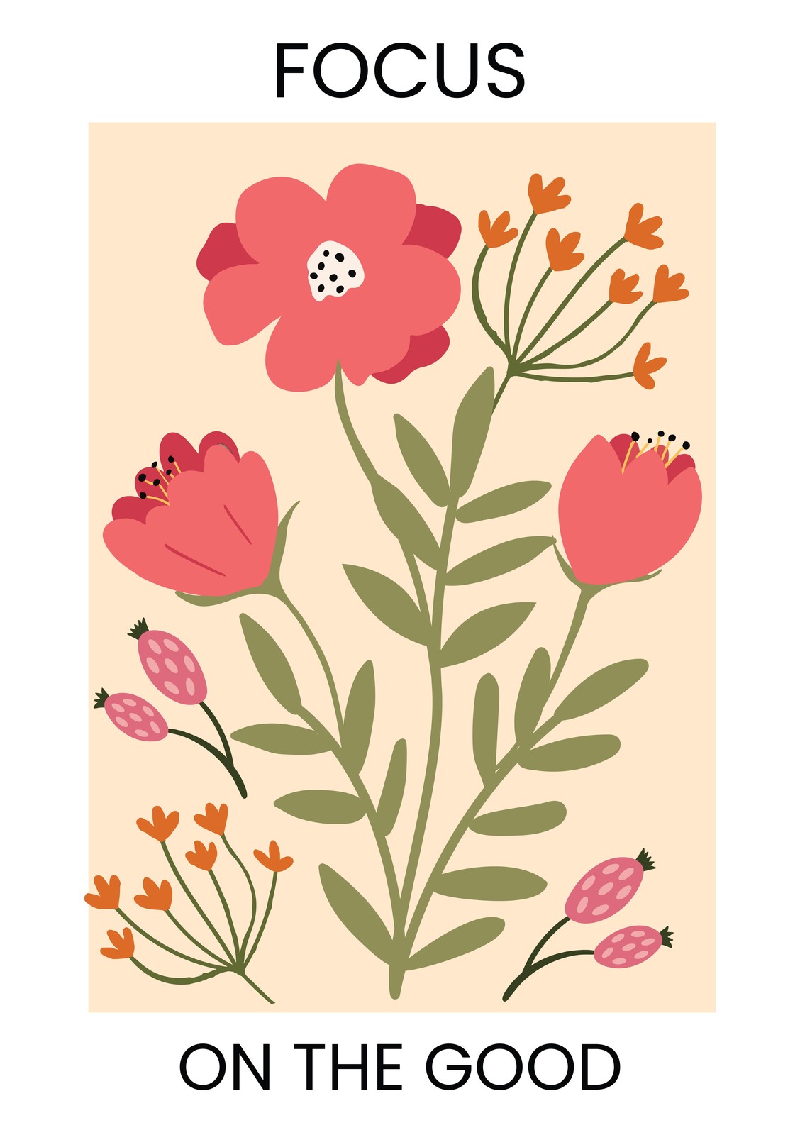 Boho Floral "Focus On The Good" Wall Art