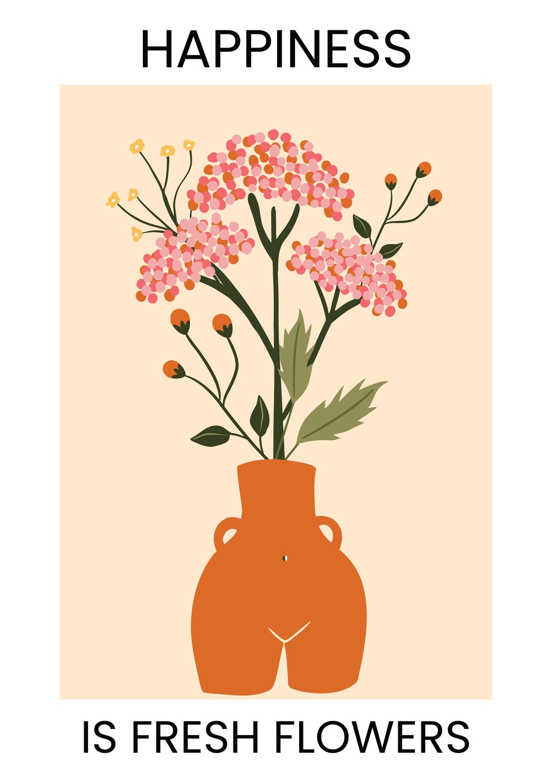Boho Floral Vase Wall Art - Modern Botanical Art