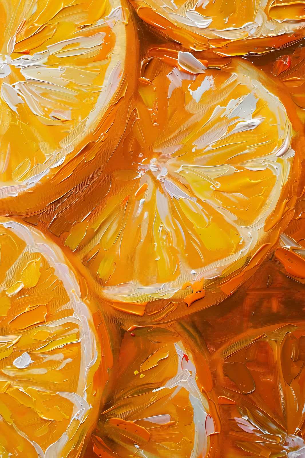 Vibrant Orange Slices Textured Oil Wall Art