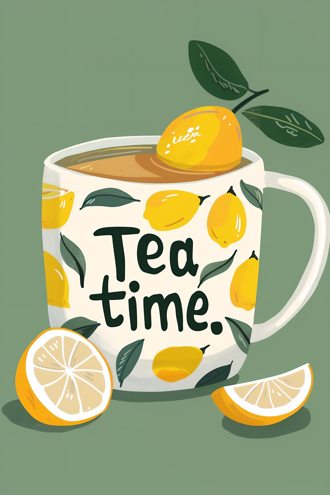Lemon Tea Time Whimsy Wall Art