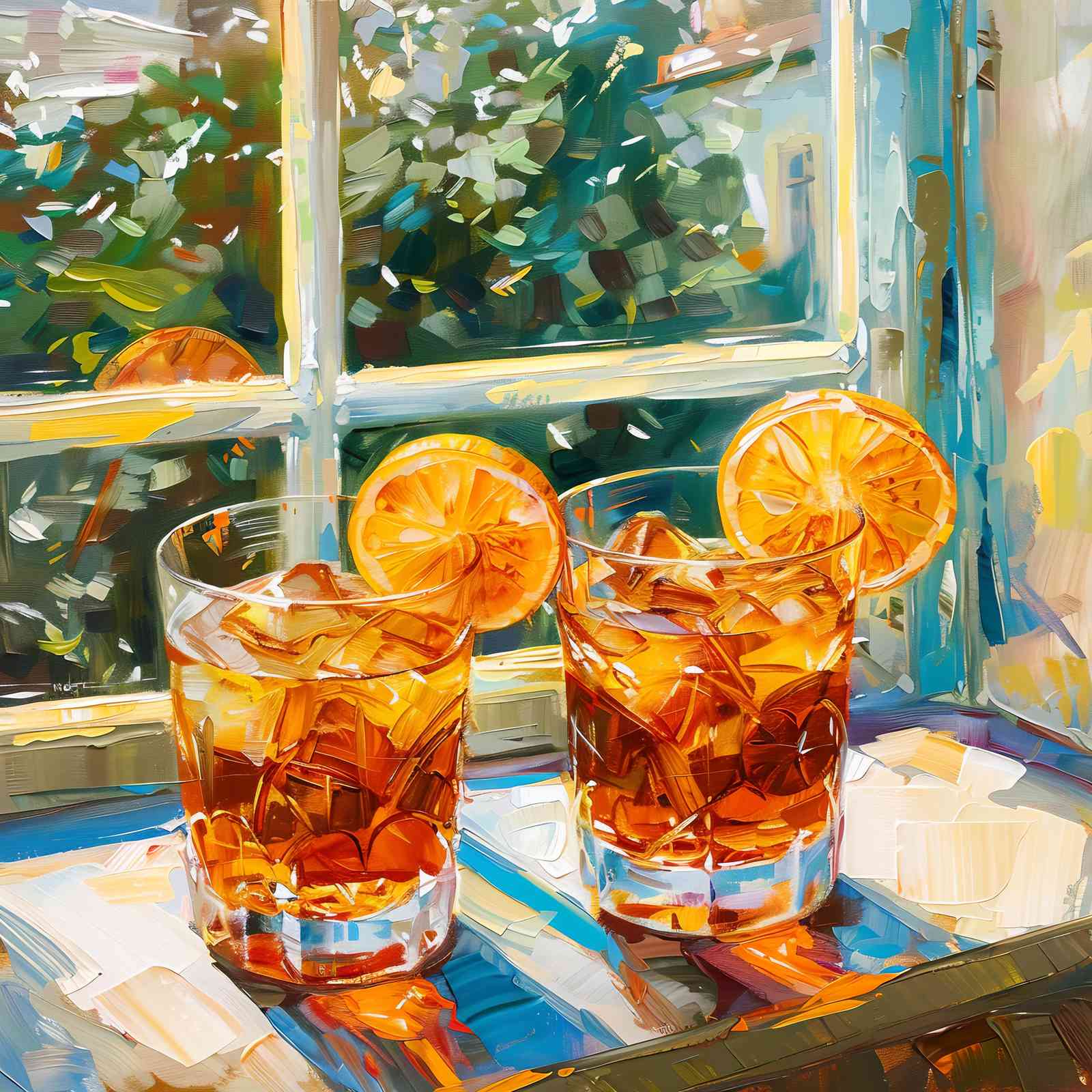 Refreshing Orange Drink Impressionist Wall Art