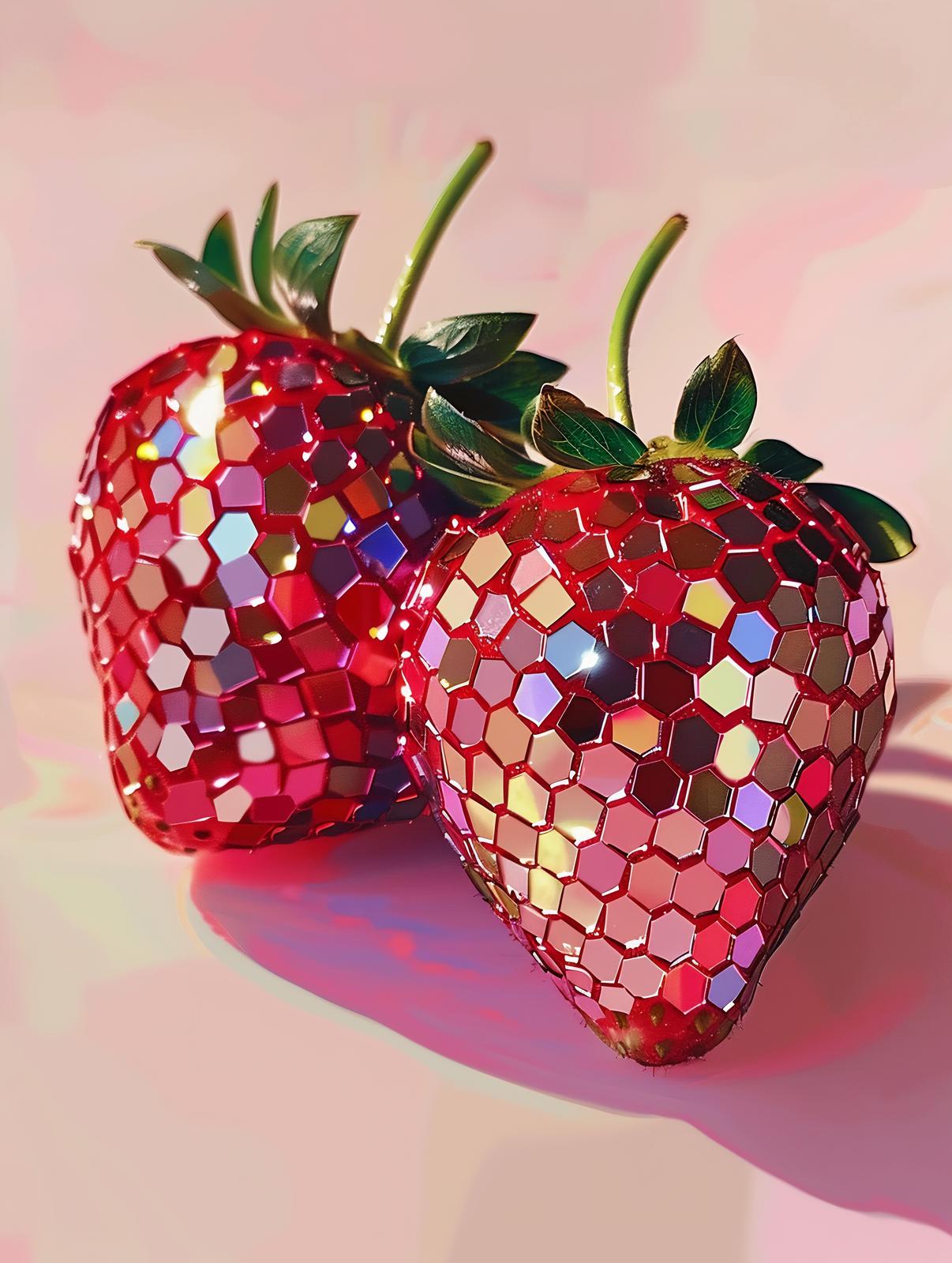 Sparkling Strawberry Duo Wall Art Wall Art