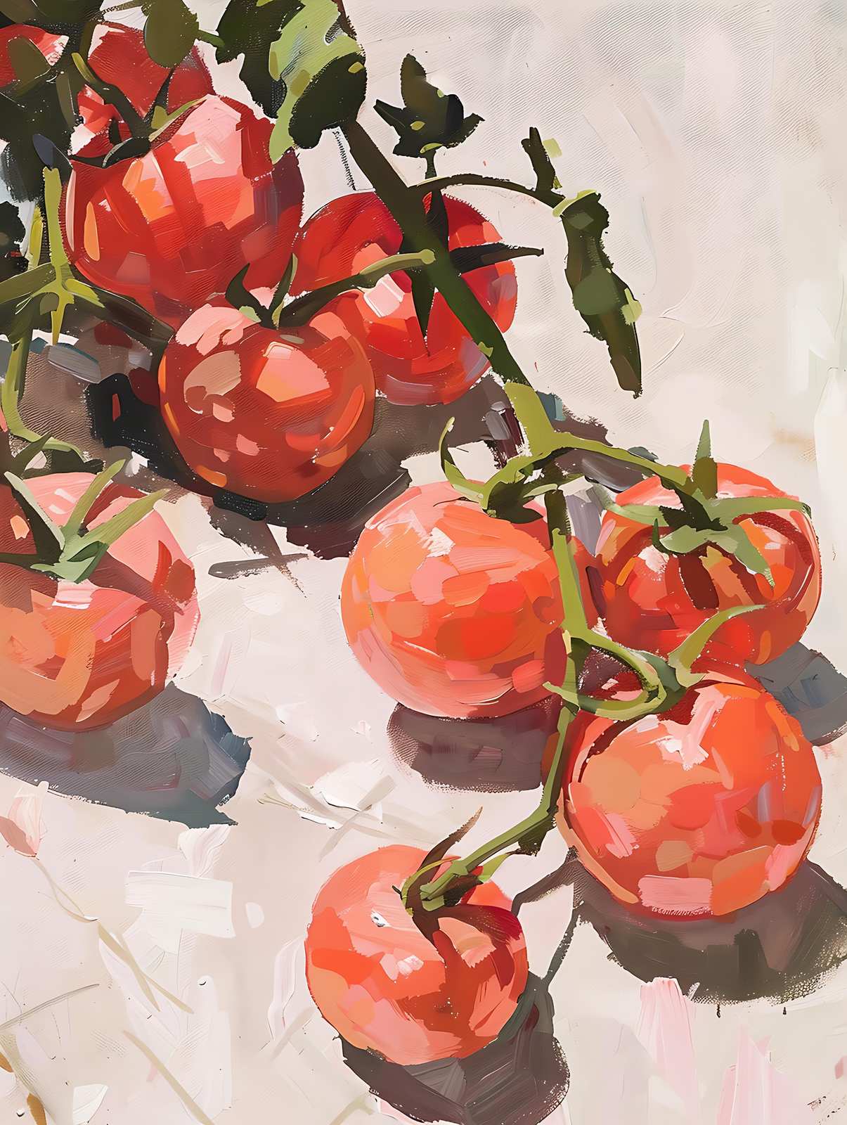 Vibrant Ripe Tomatoes Impressionist Wall Art