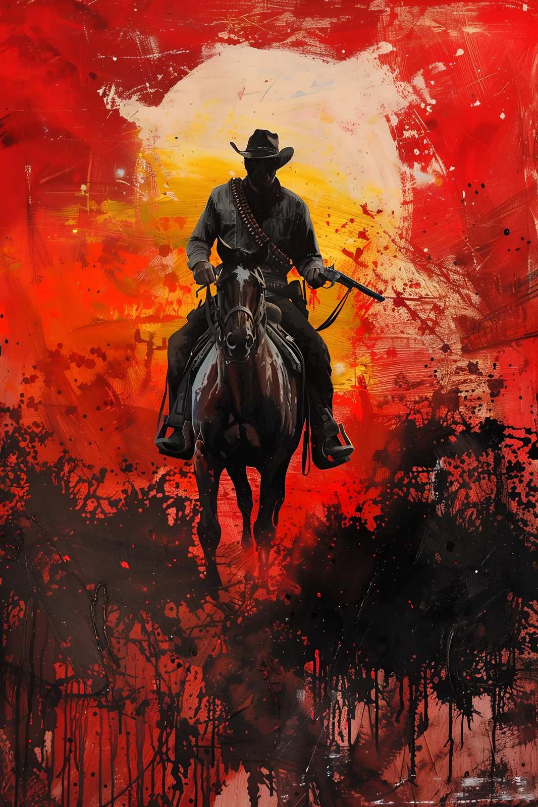 Bold Cowboy Horse Riding Wall Art
