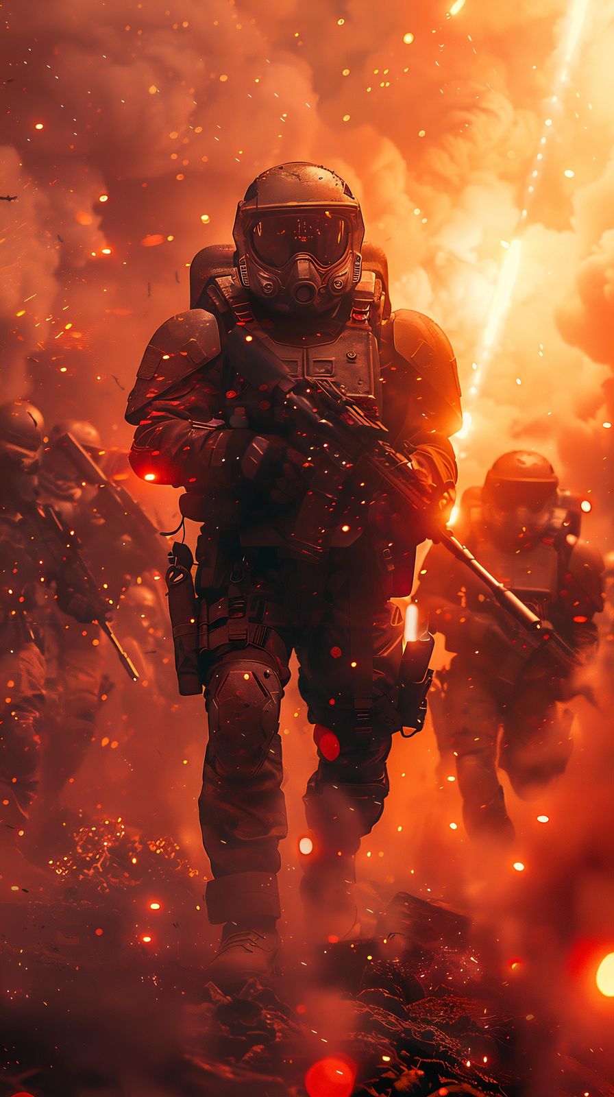 Futuristic Soldier Battle Scene Wall Art