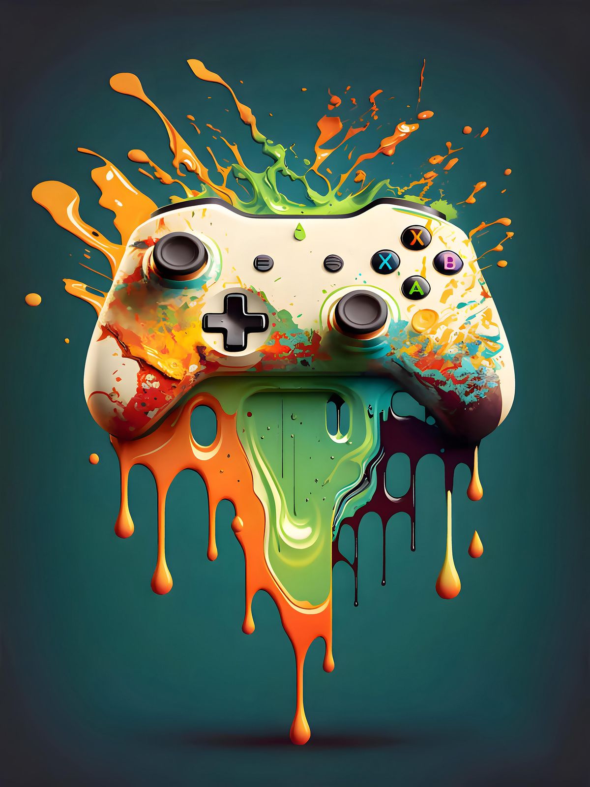 Dripping Paint Gaming Controller Wall Art