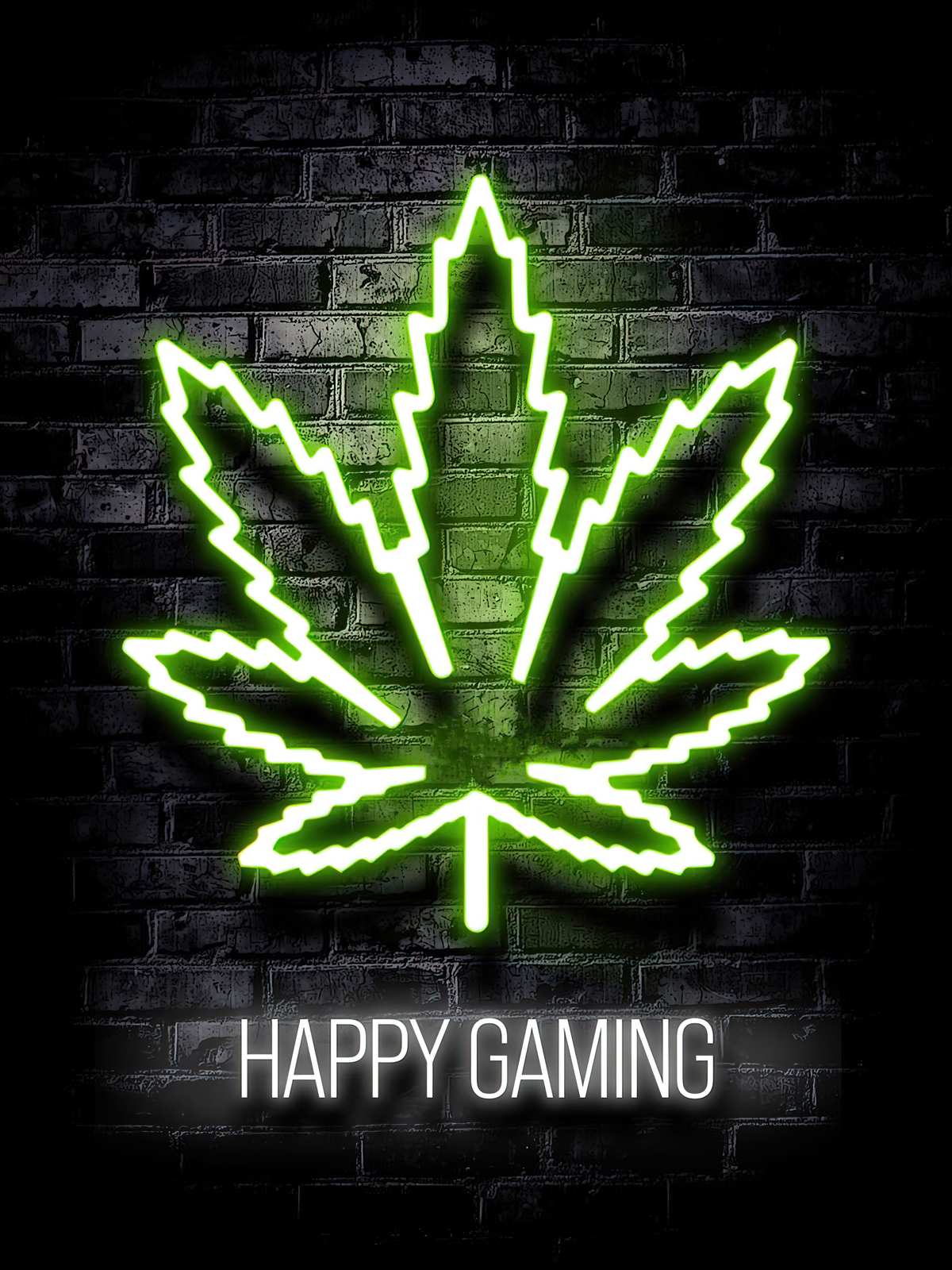 Neon Weed Leaf & Happy Gaming Wall Art