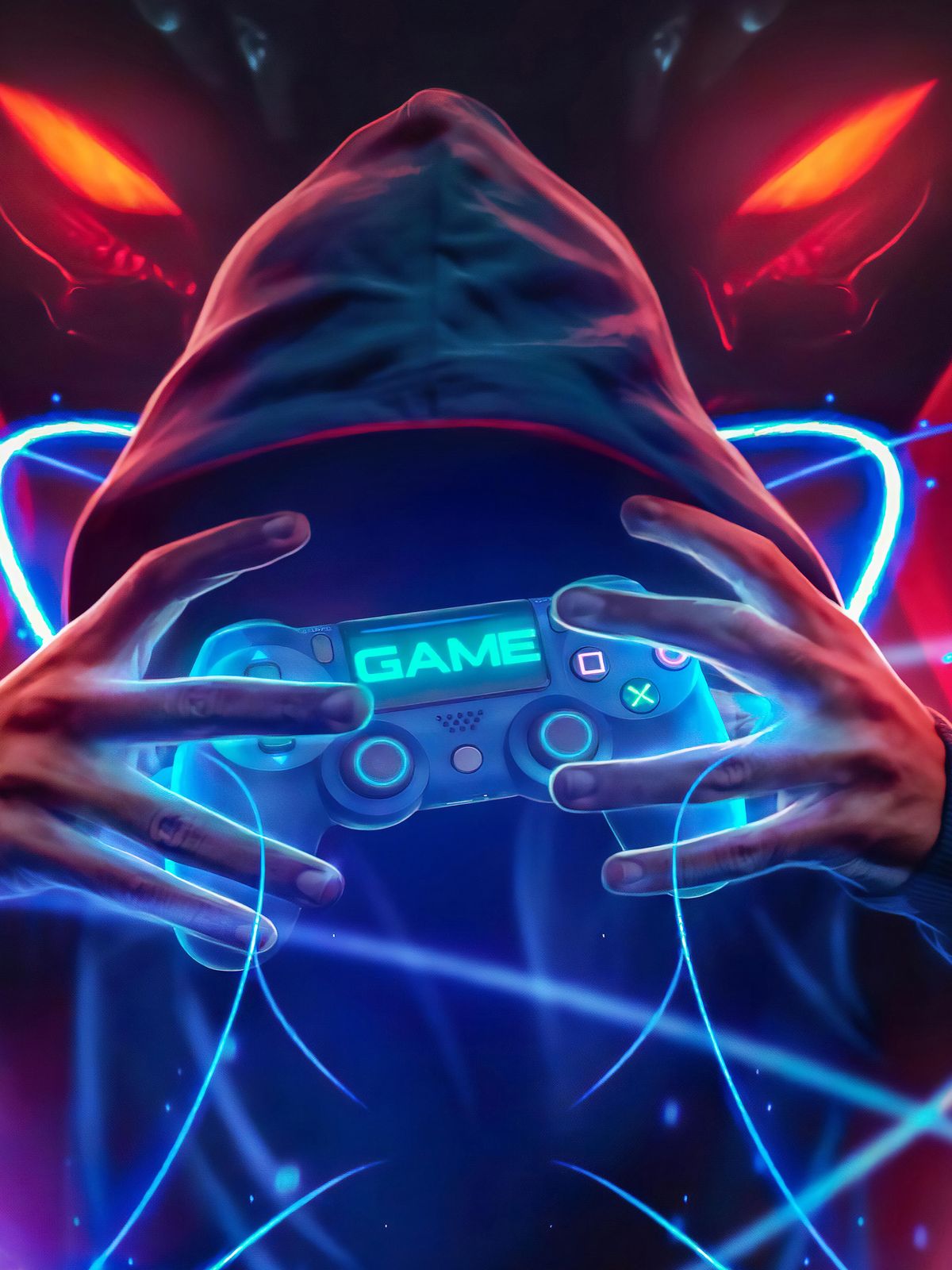 Gamer's Neon Glow Controller Wall Art