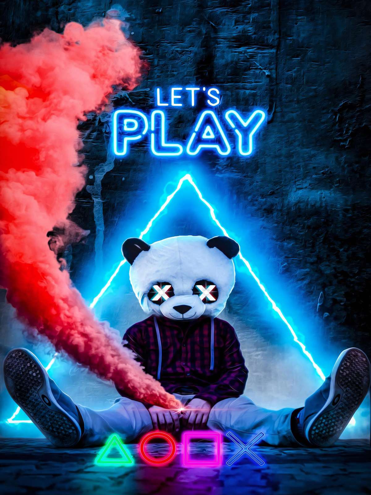 Gamer Panda Neon Vibes Wall Art