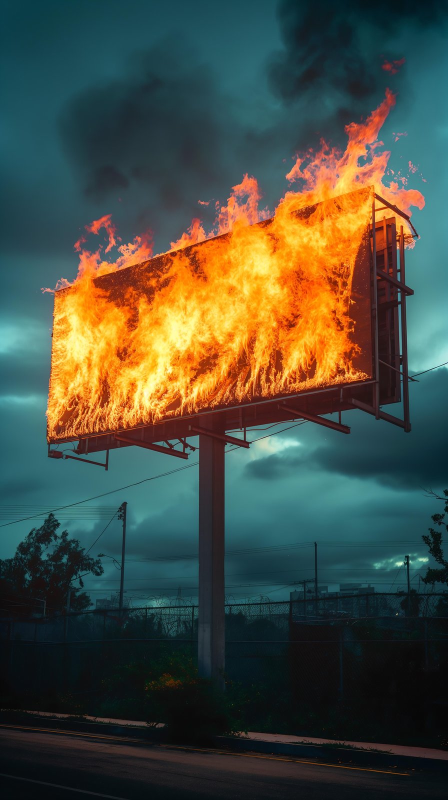 Billboard on Fire Wall Art | Bold Statement Art