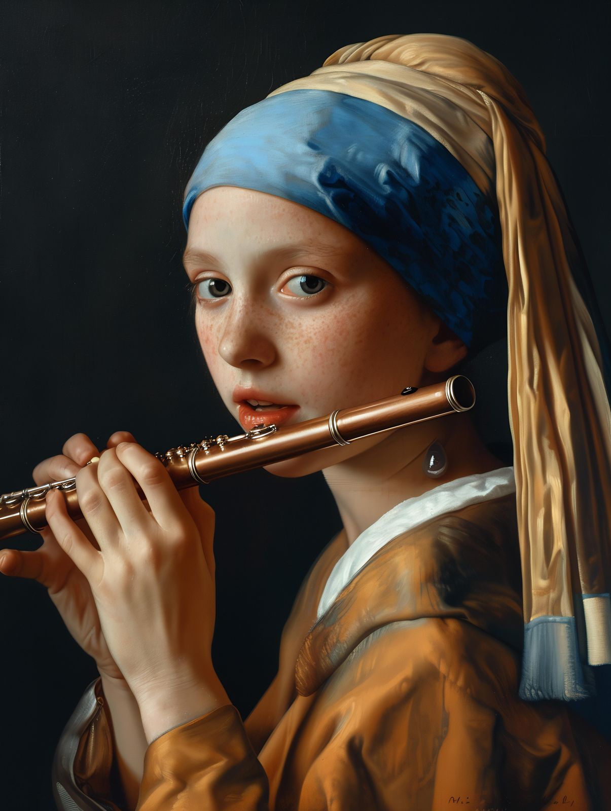 Girl with a Pearl Earring Flute Wall Art