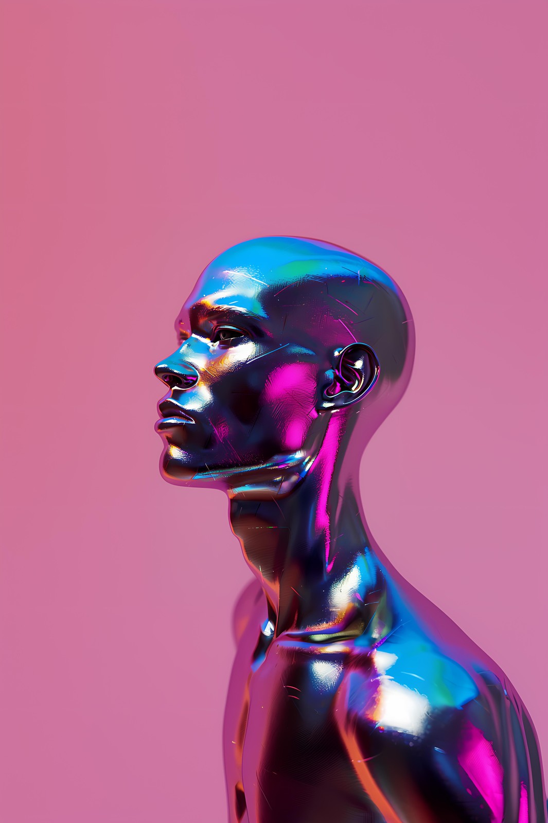 Holographic Man Profile Wall Art